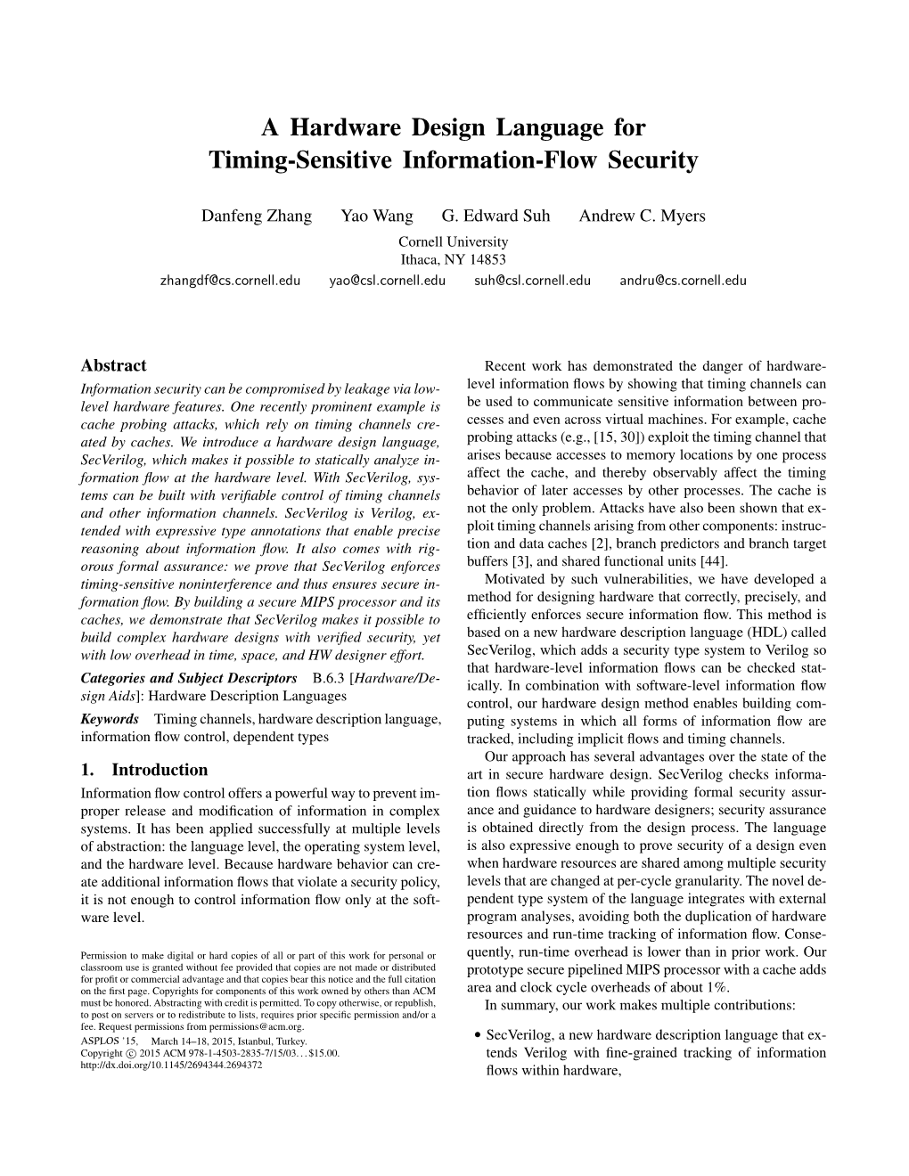 A Hardware Design Language for Timing-Sensitive Information-Flow Security