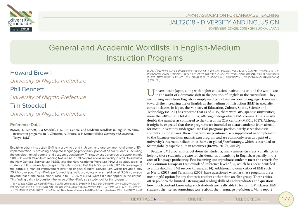 General and Academic Wordlists in English-Medium Instruction Programs