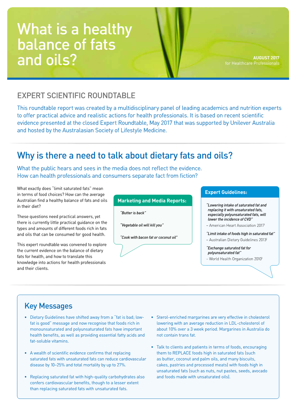 What Is a Healthy Balance of Fats and Oils? I 1 Public Perceptions Are Misguided