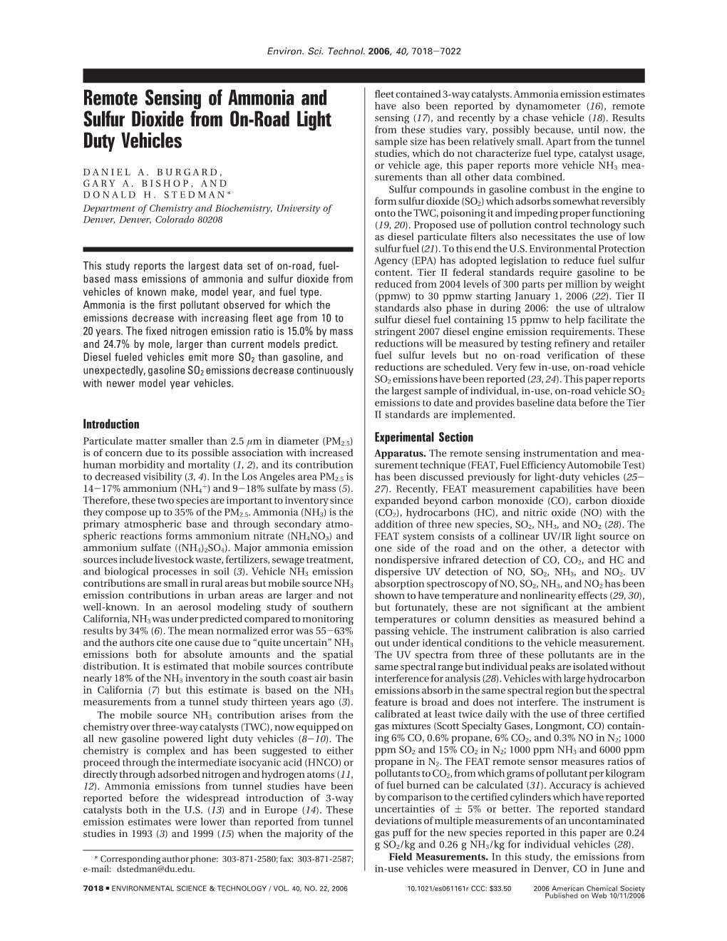 Remote Sensing of Ammonia and Sulfur Dioxide from On-Road Light