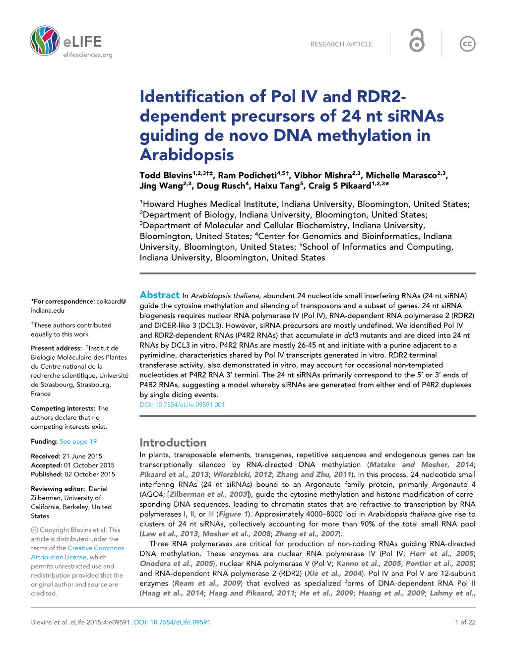 Dependent Precursors of 24 Nt Sirnas Guiding De Novo DNA Methylation