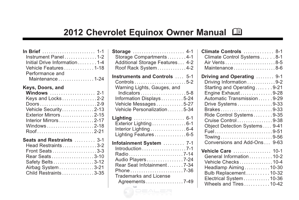 2012 Chevrolet Equinox Owner Manual M