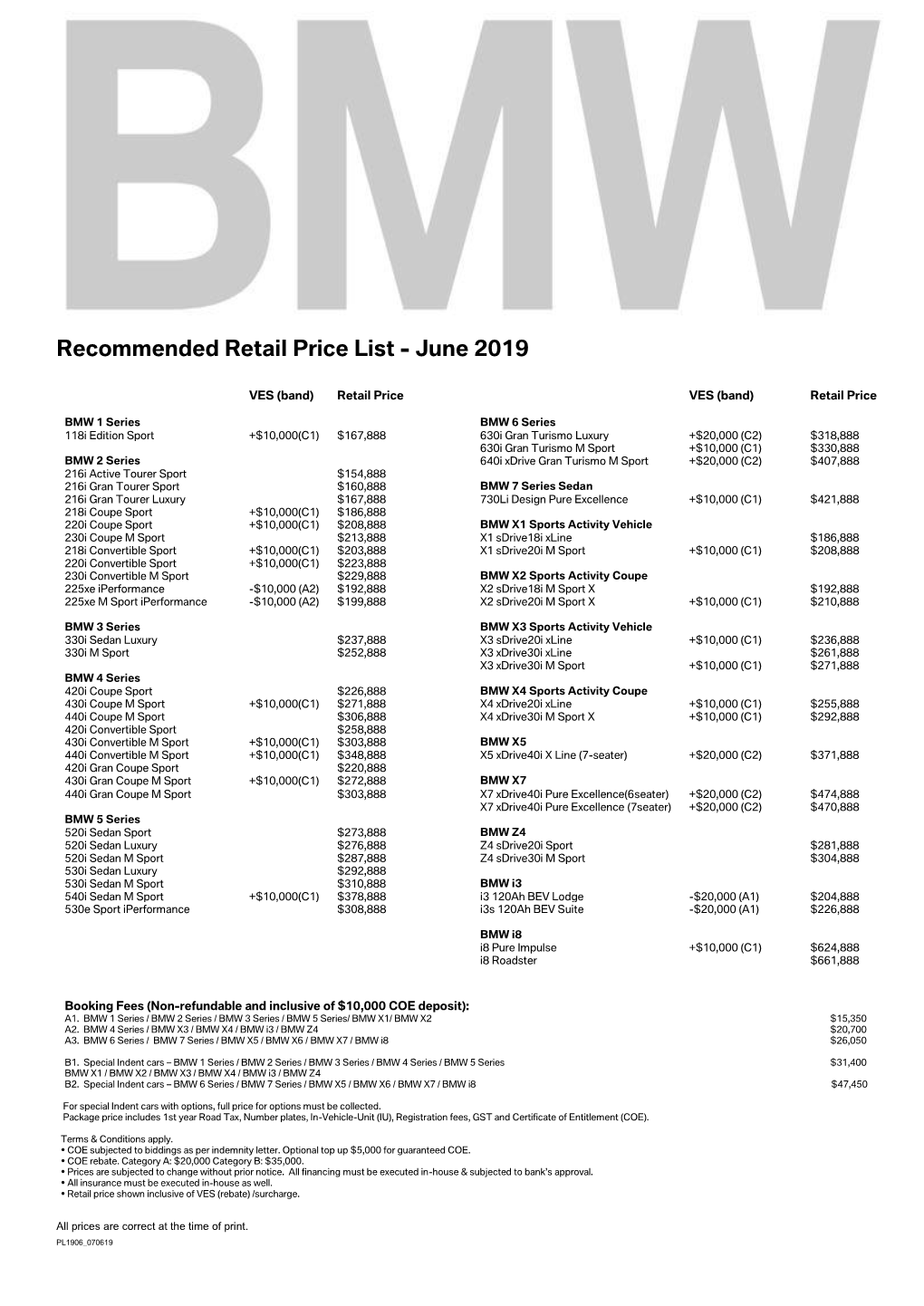 Recommended Retail Price List - June 2019