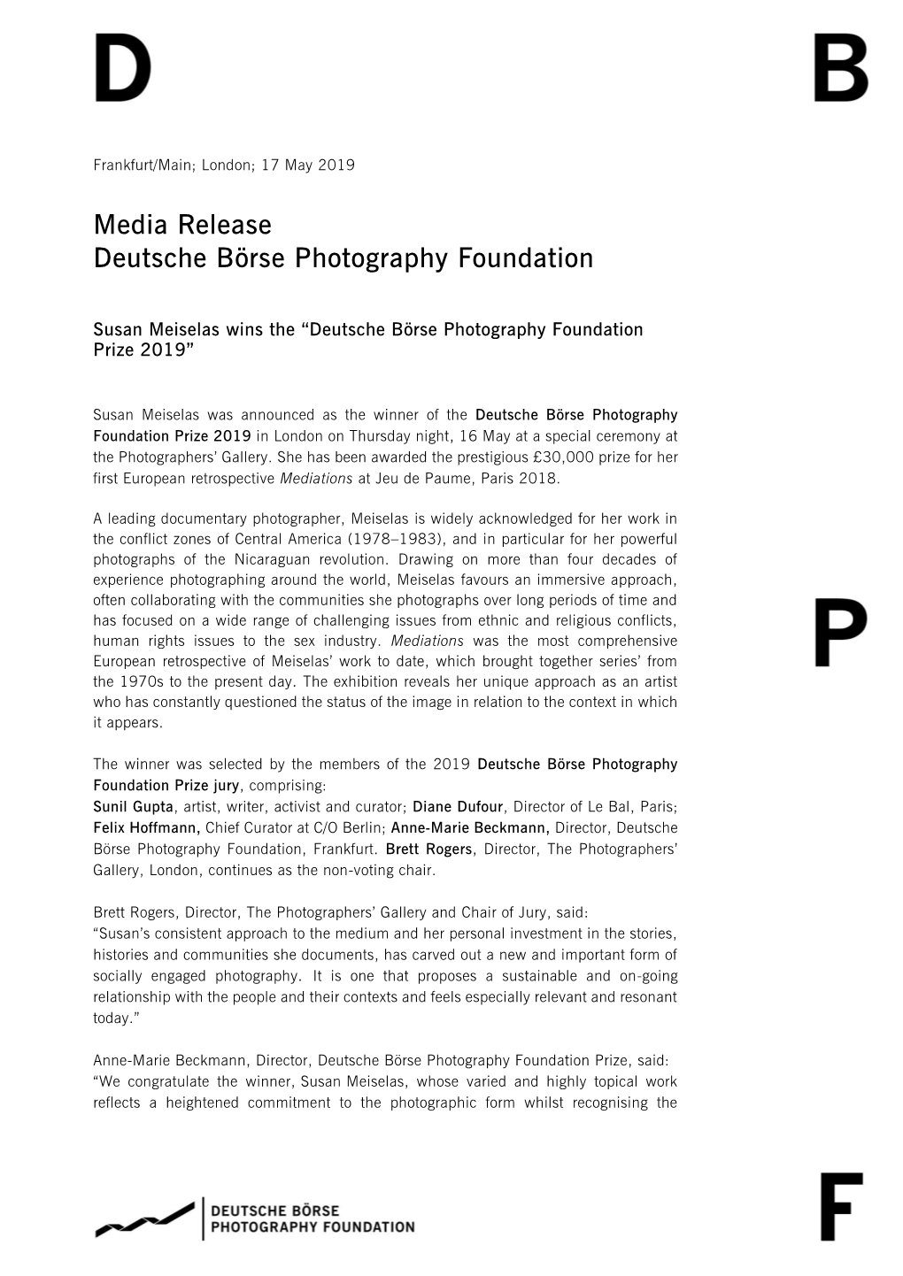 Media Release Deutsche Börse Photography Foundation