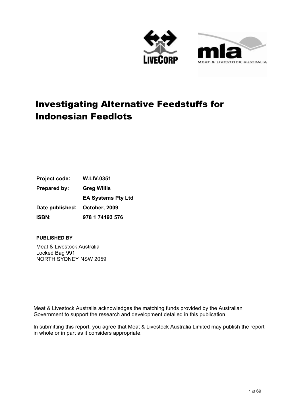 Investigating Alternative Feedstuffs for Indonesian Feedlots