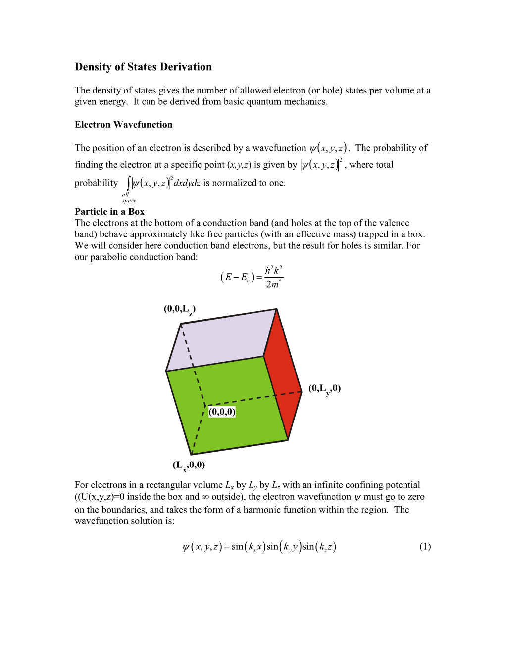 Density of States Derivation