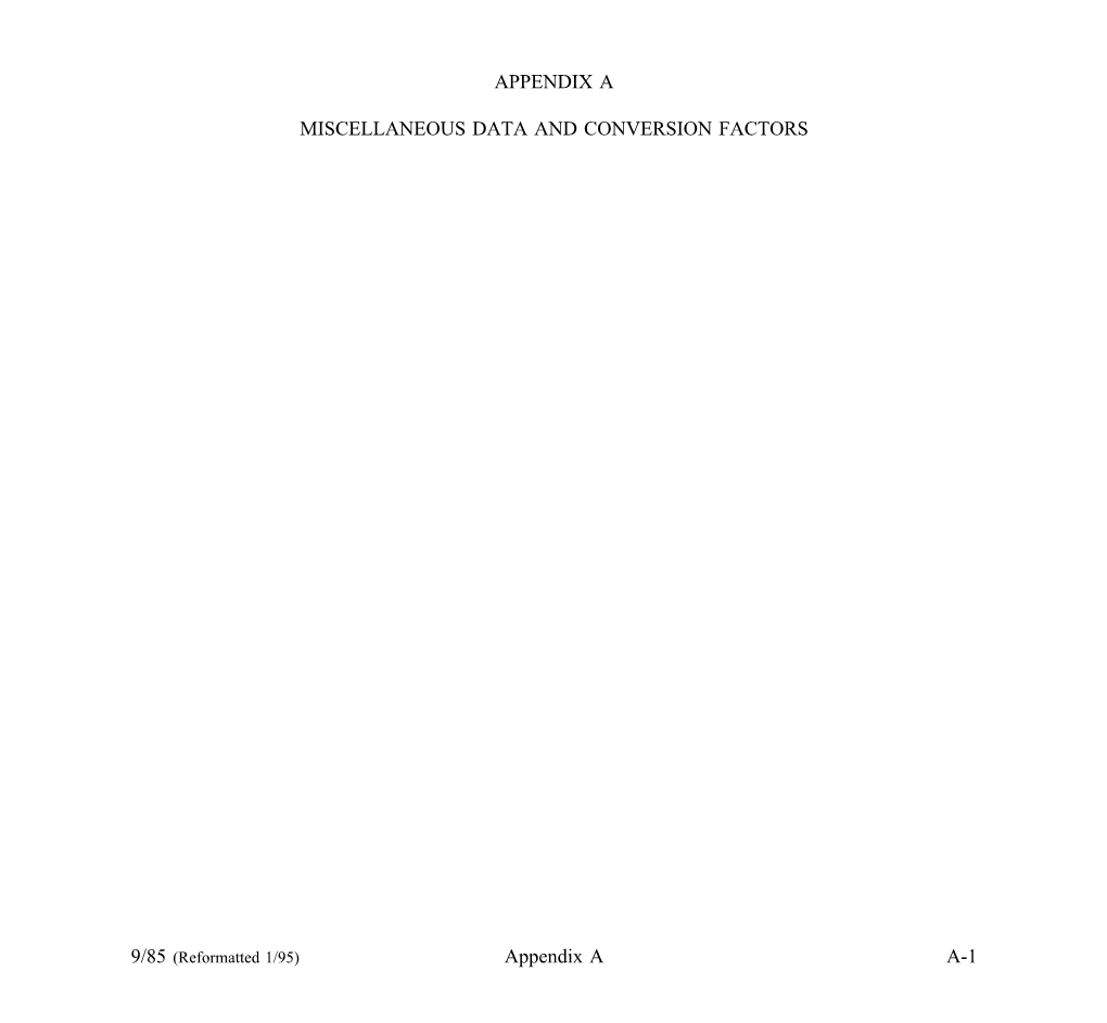 AP-42, Appendix a : Miscellaneous Data and Conversion Factors