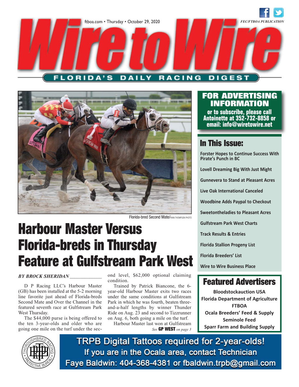 Harbour Master Versus Florida-Breds in Thursday Feature at Gulfstream