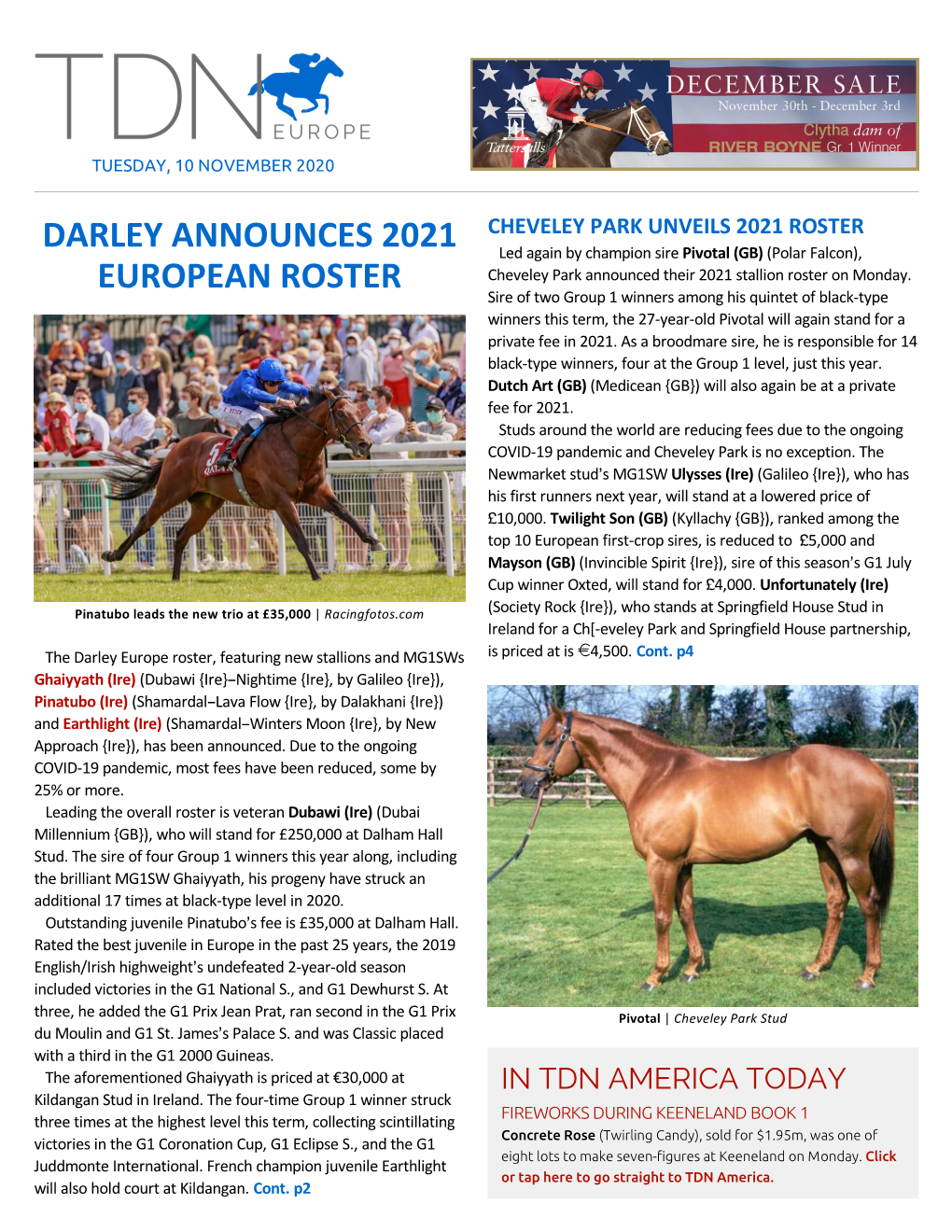 Darley Announces 2021 European Roster