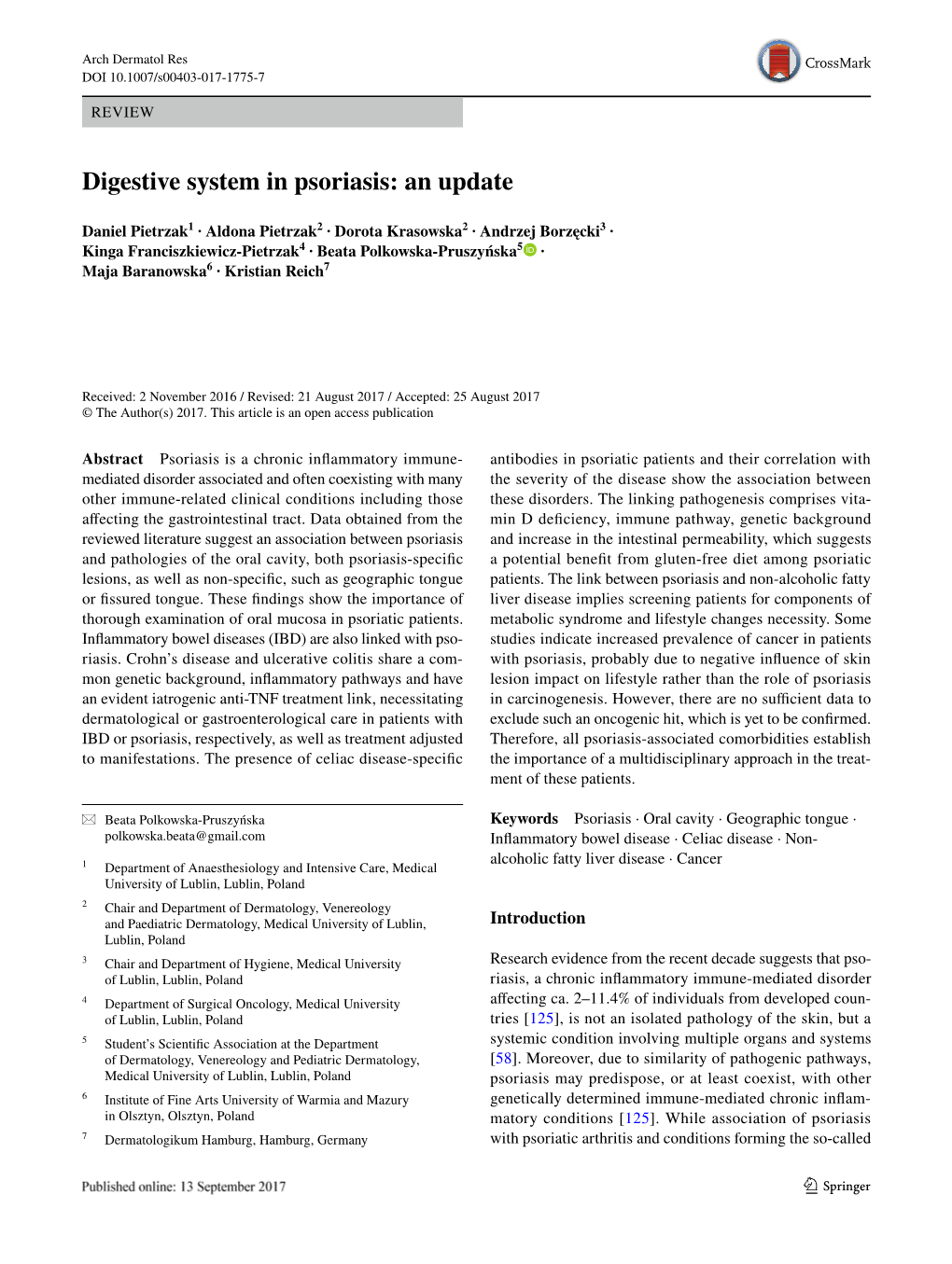 Digestive System in Psoriasis: an Update