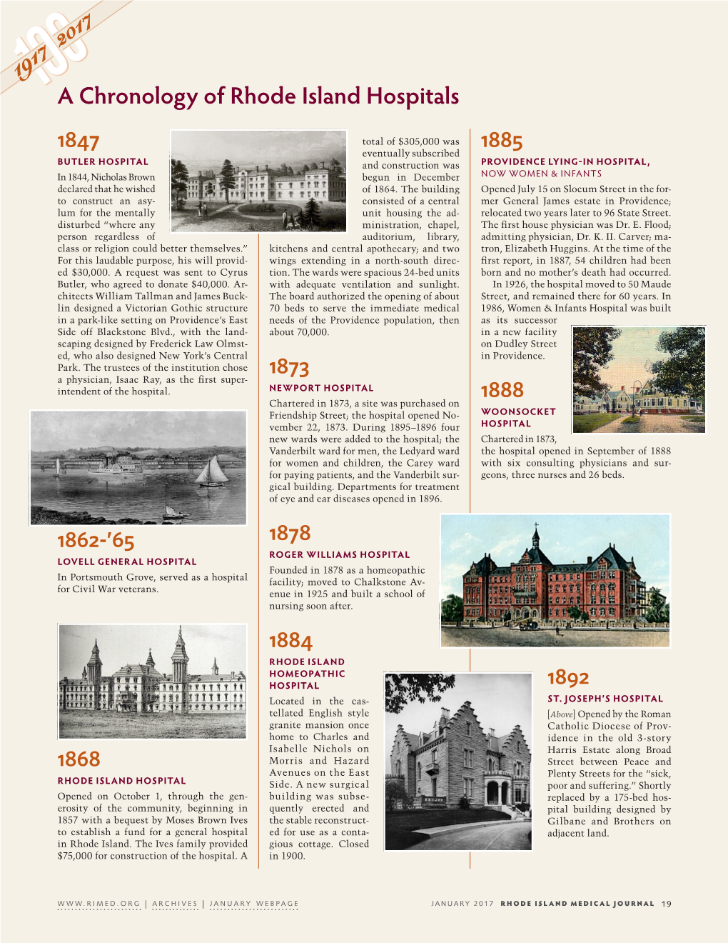 A Chronology of Rhode Island Hospitals