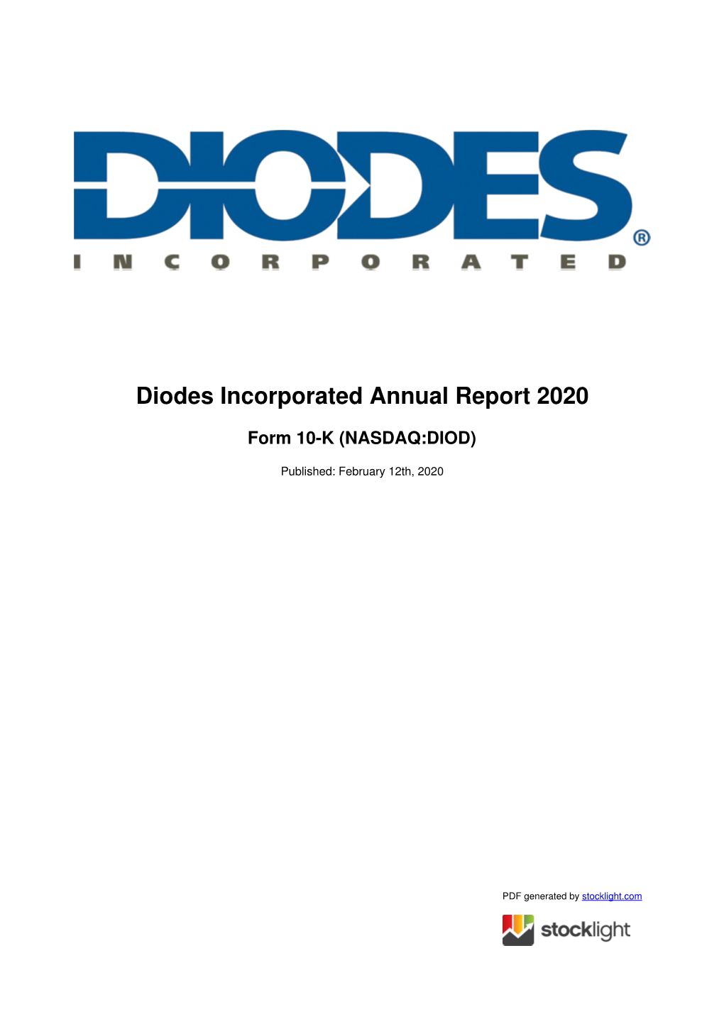 Diodes Incorporated Annual Report 2020