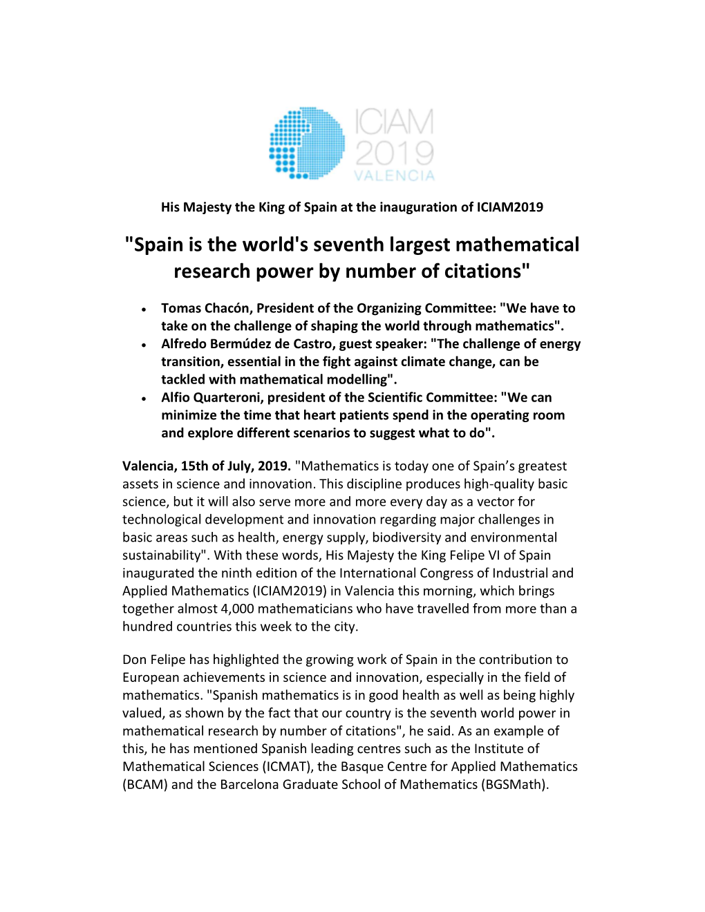 Spain Is the World's Seventh Largest Mathematical Research Power by Number of Citations"