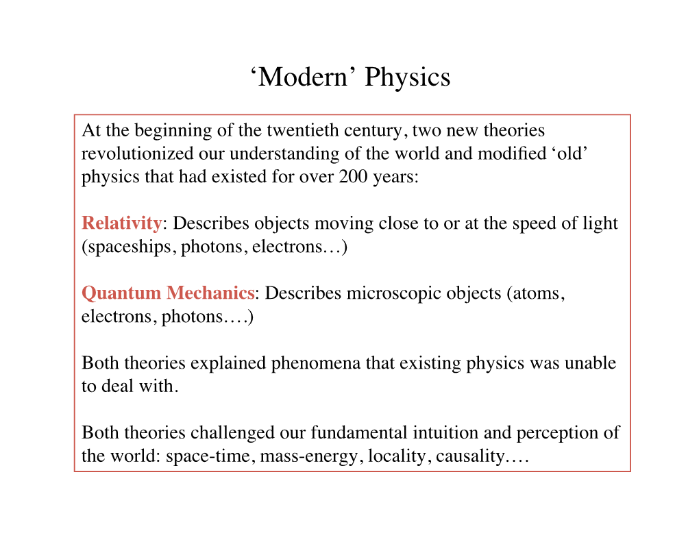 'Modern' Physics