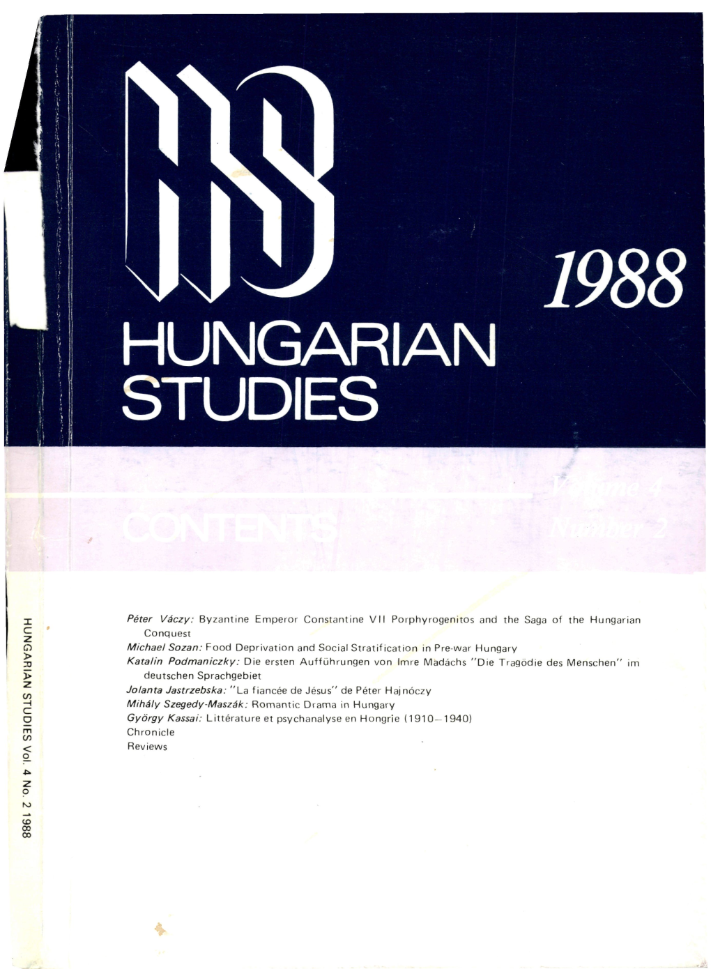 HUNGARIAN STUDIES 4. No. 2. Nemzetközi (1988)