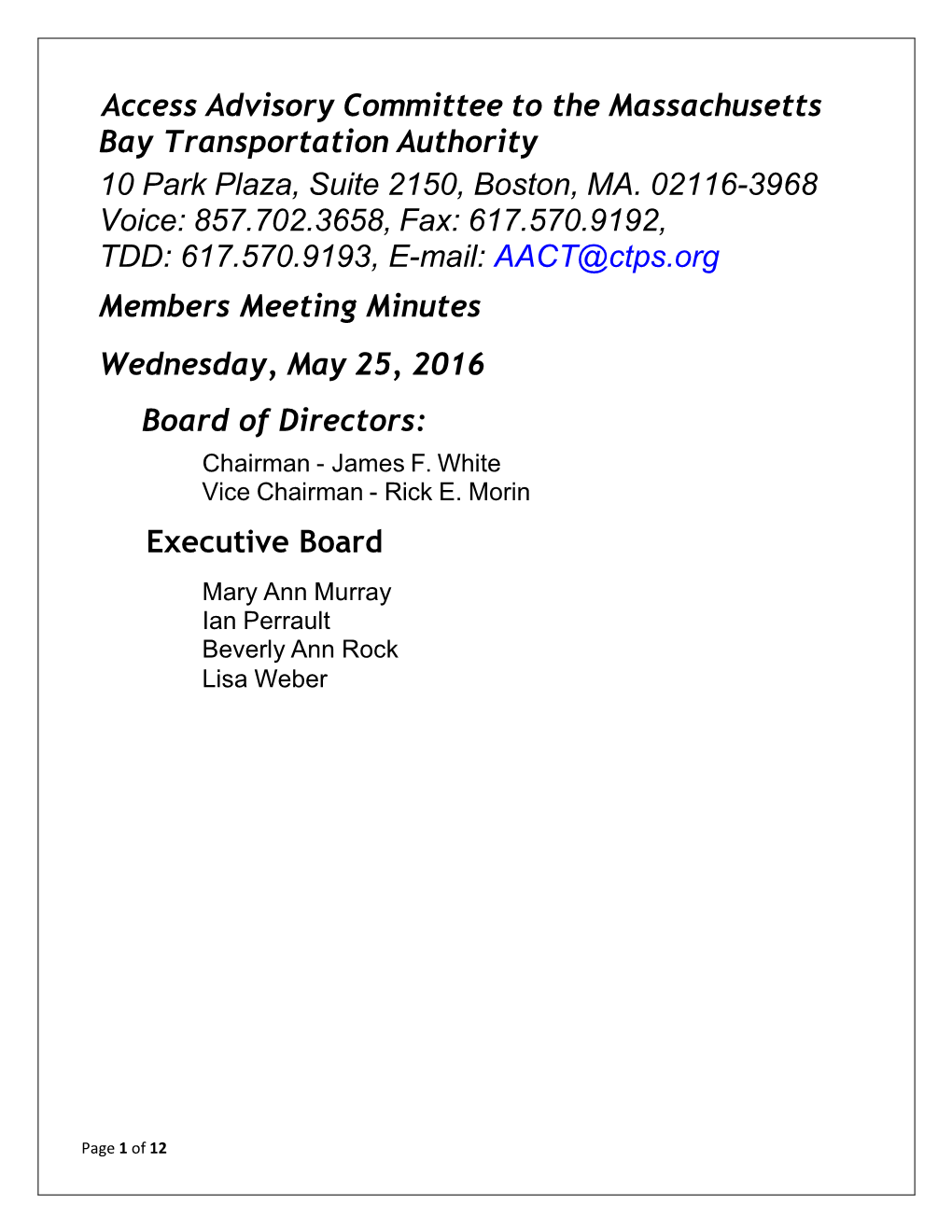Access Advisory Committee to the MBTA (AACT)