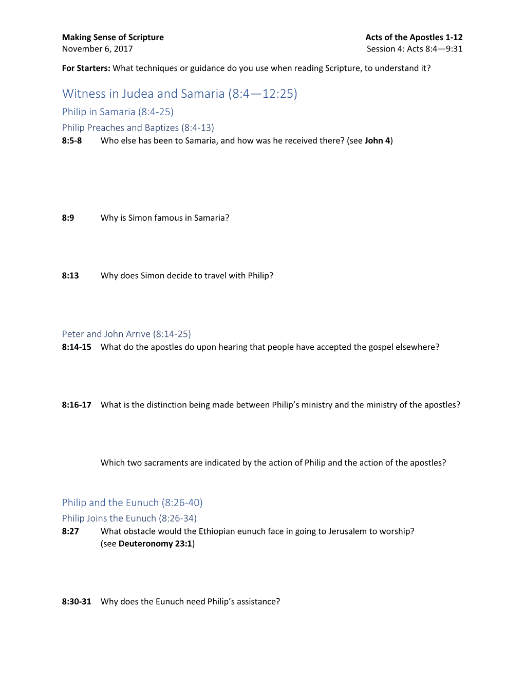 Acts 8-9 Study Guide