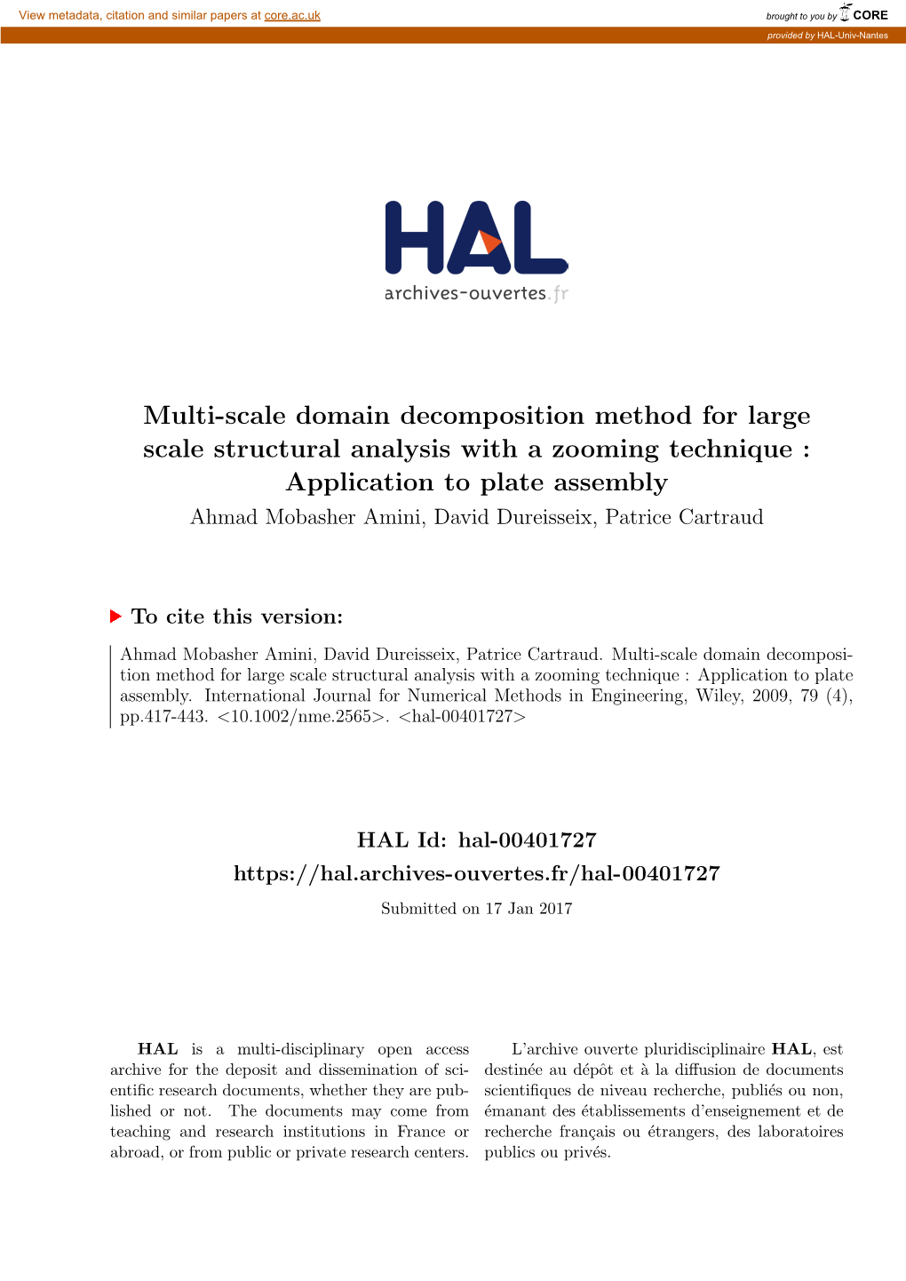 Multi-Scale Domain Decomposition Method for Large Scale