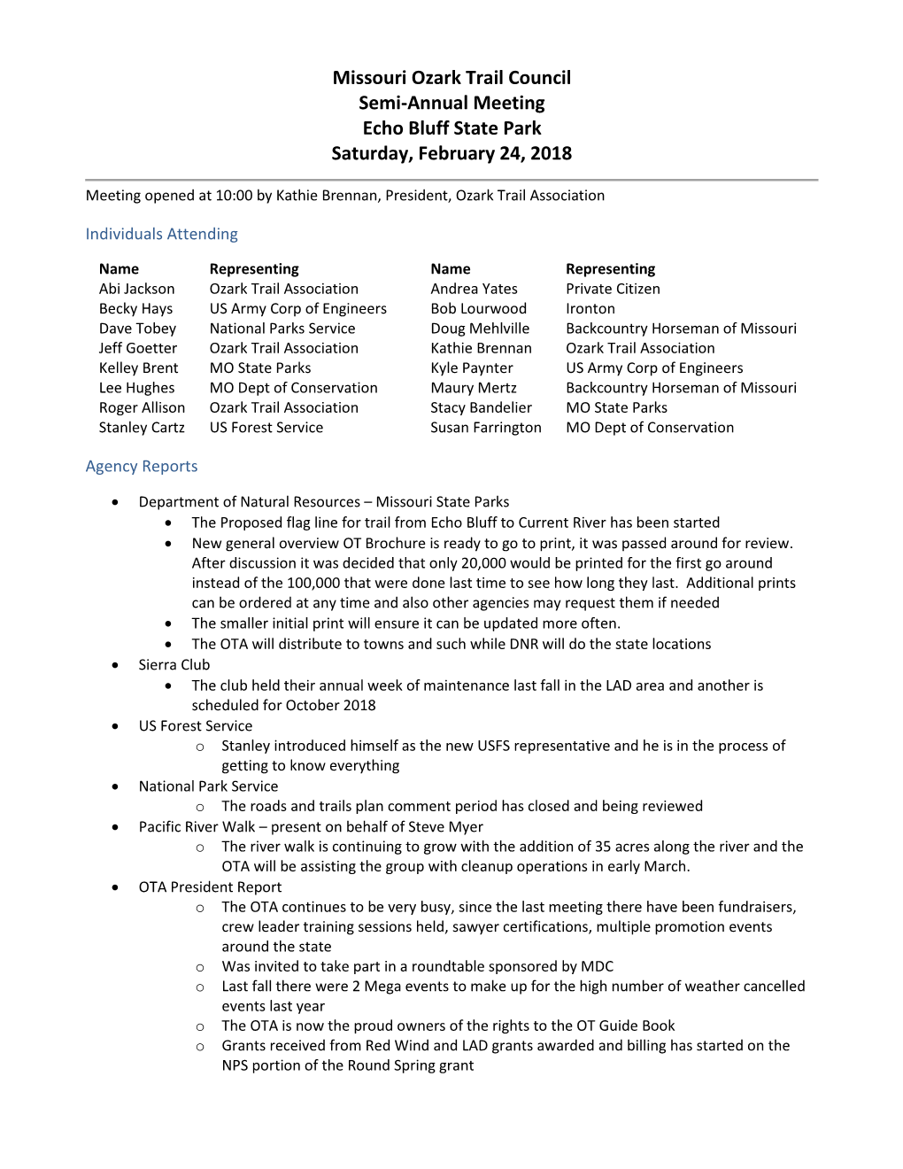 February 2018 OTC Meeting Minutes