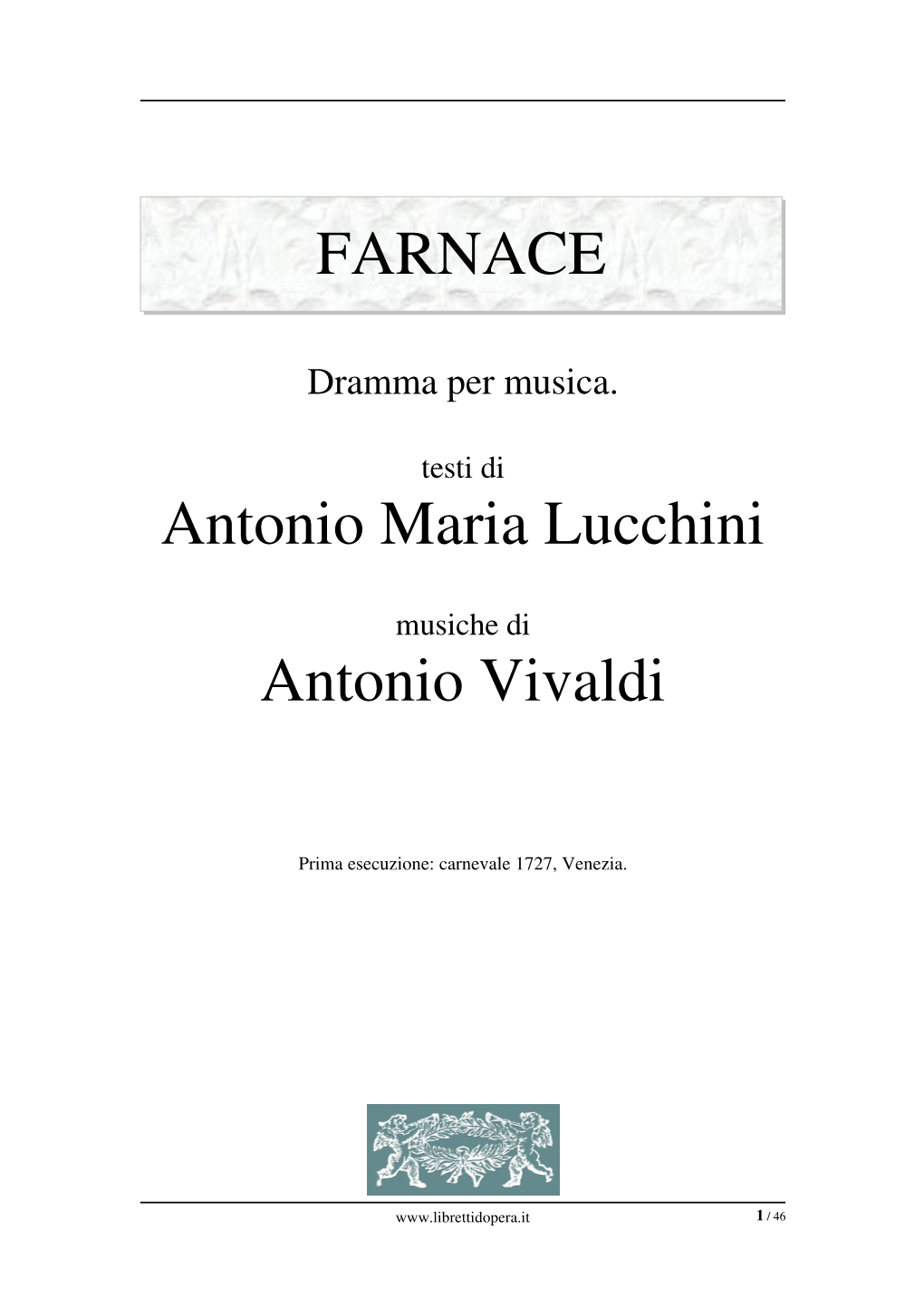 FARNACE Antonio Maria Lucchini Antonio Vivaldi