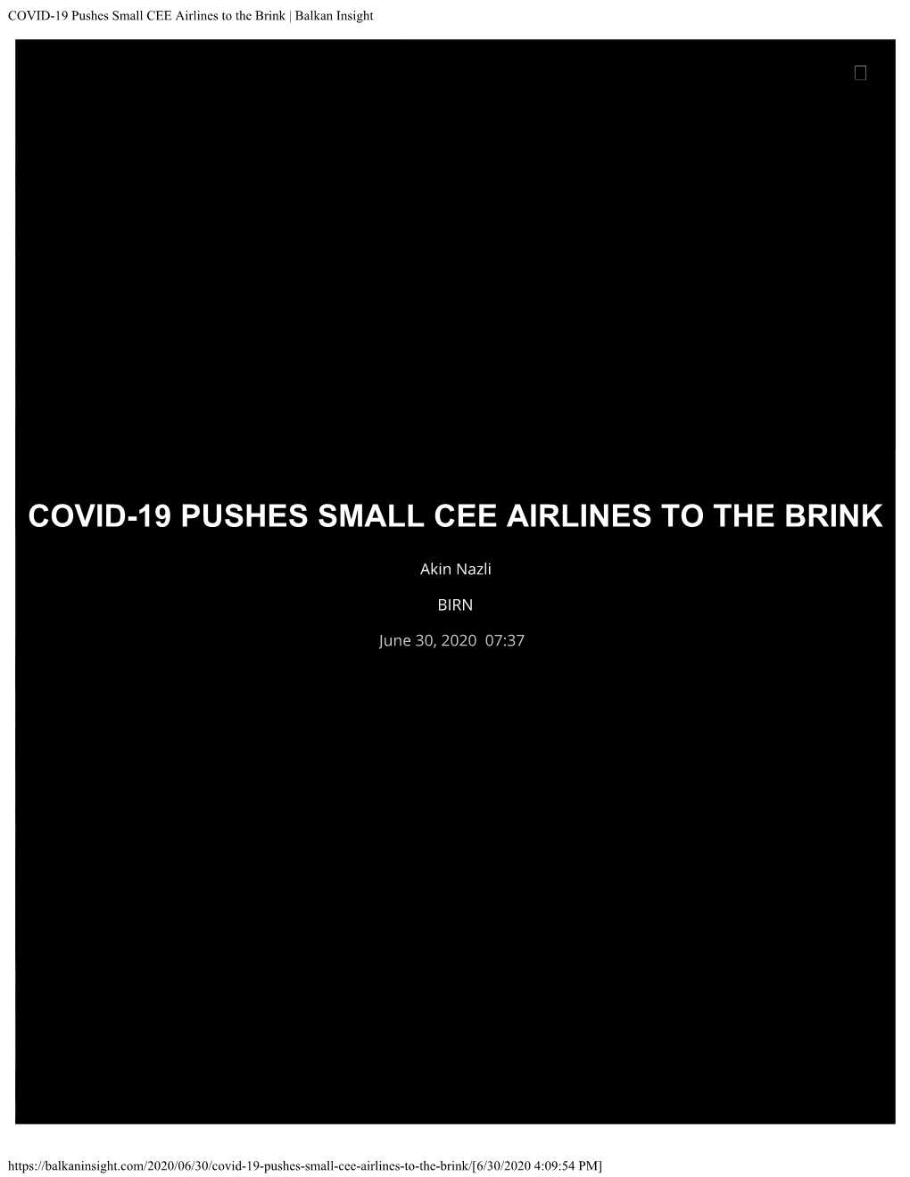 COVID-19 Pushes Small CEE Airlines to the Brink | Balkan Insight