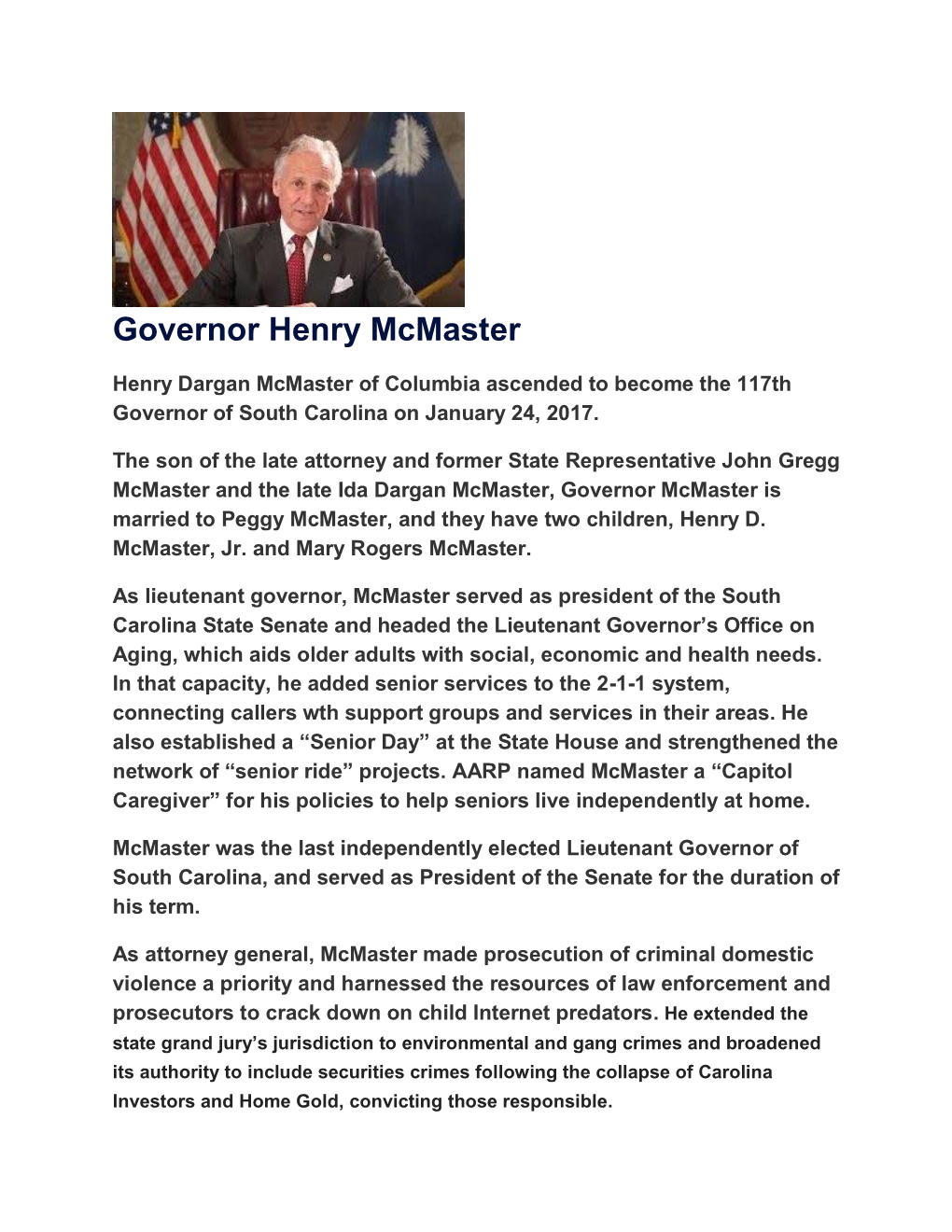 Governor Henry Mcmaster