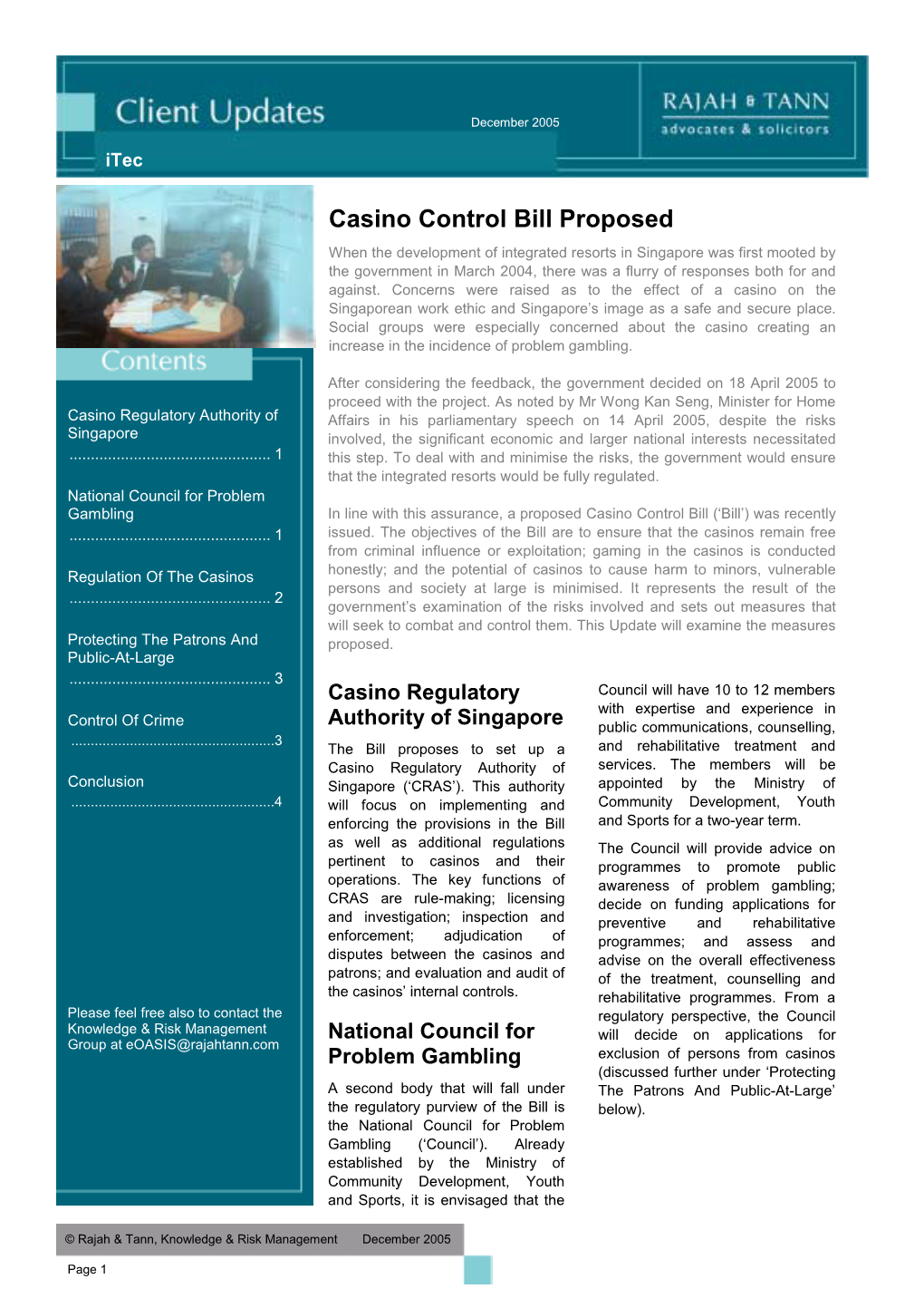 Casino Control Bill Proposed