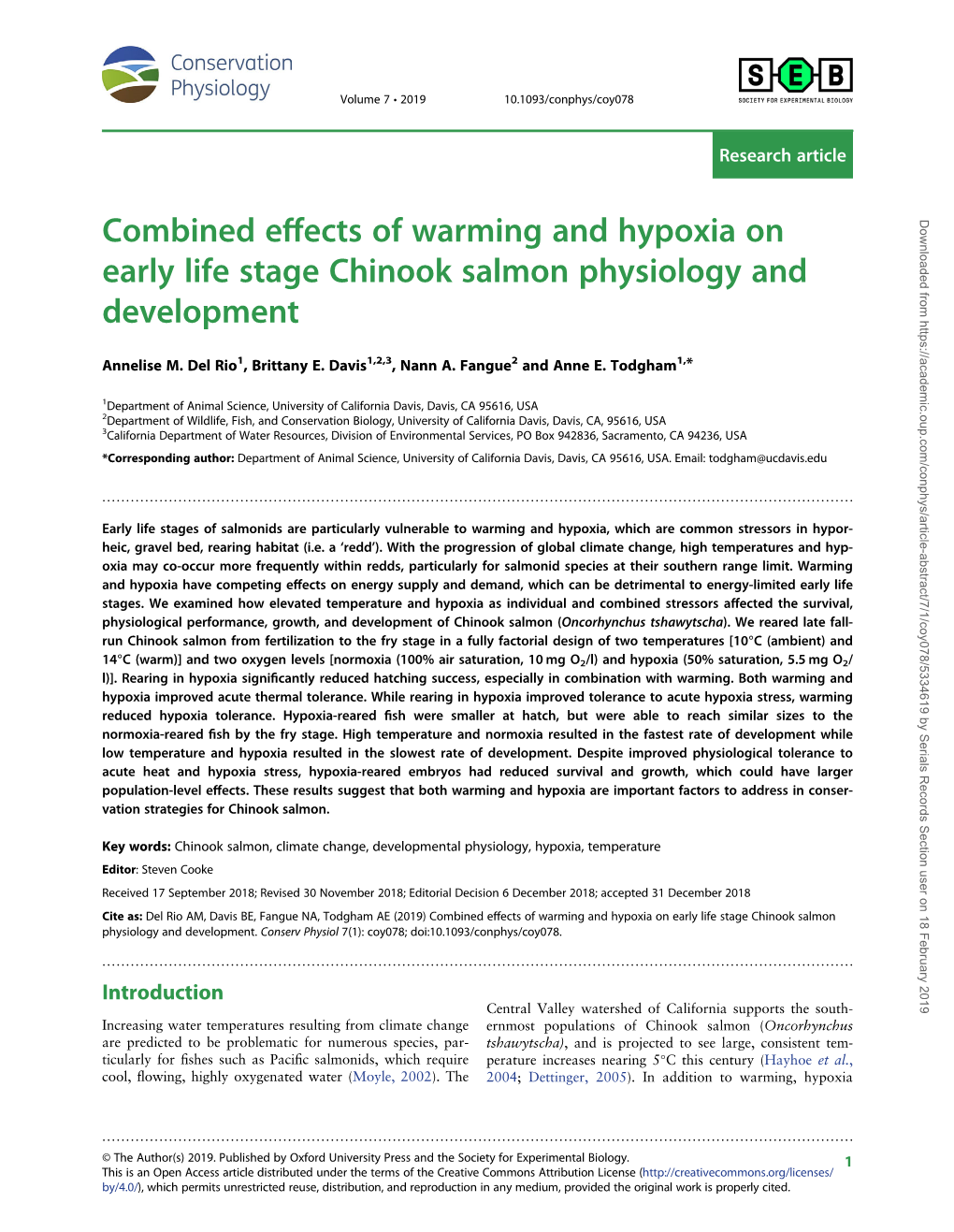 Combined Effects of Warming and Hypoxia on Early Life