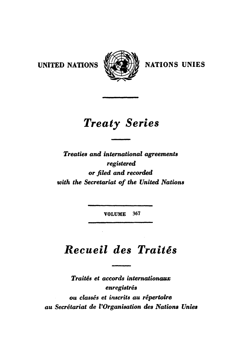 Treaty Series Recueil Des Traites