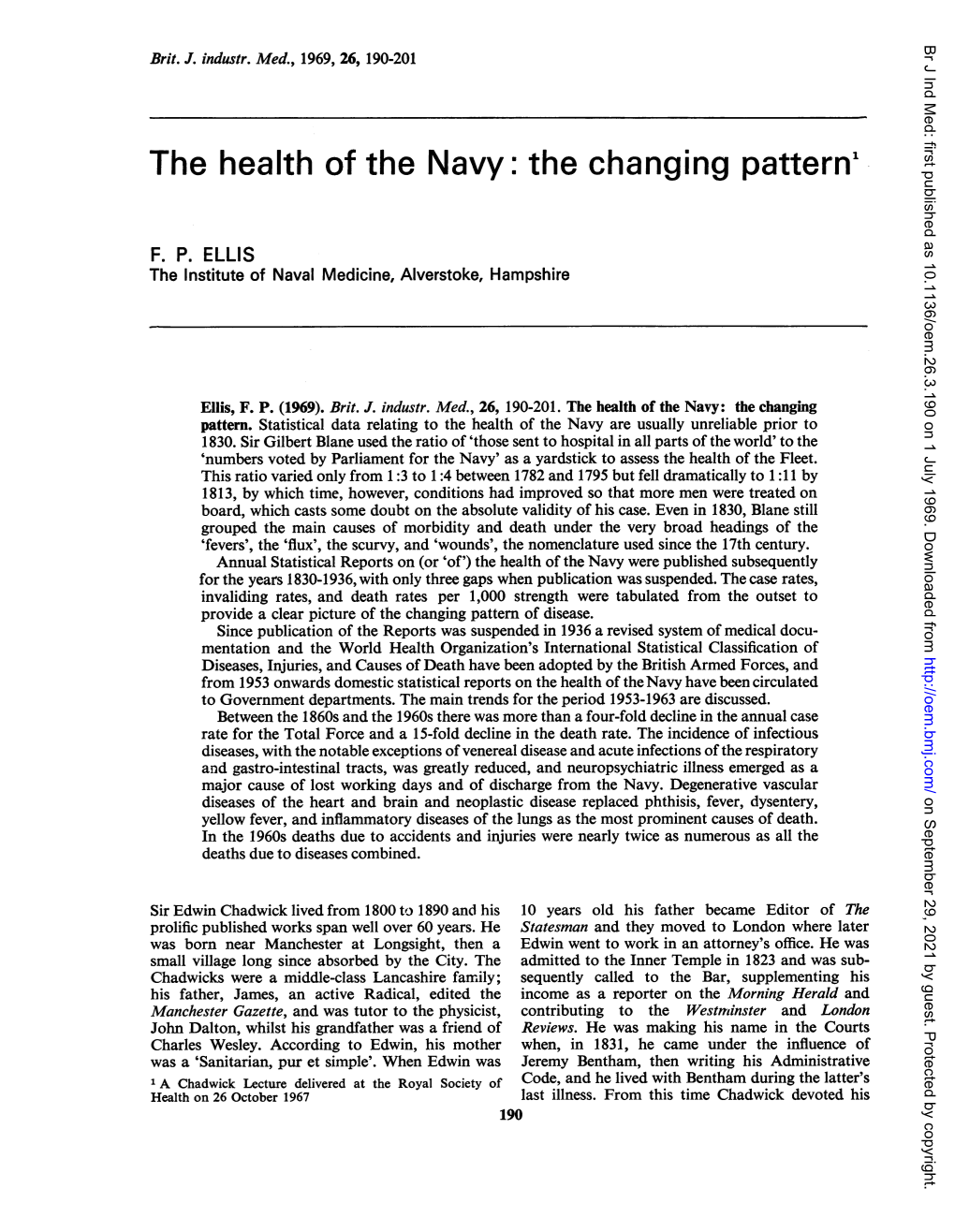 The Health of the Navy: the Changing Pattern1