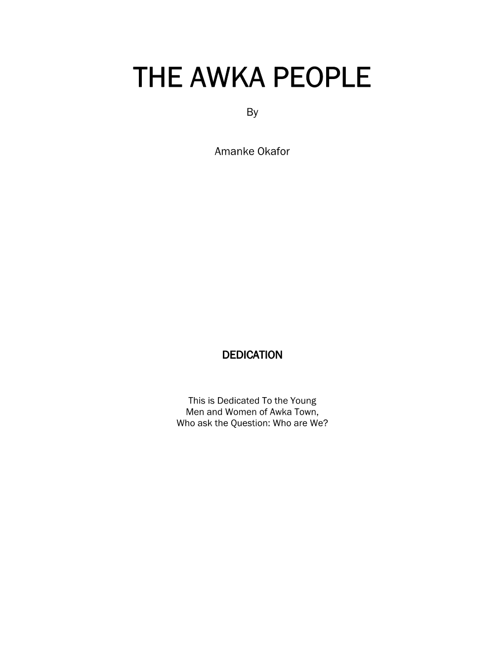 The Awka People