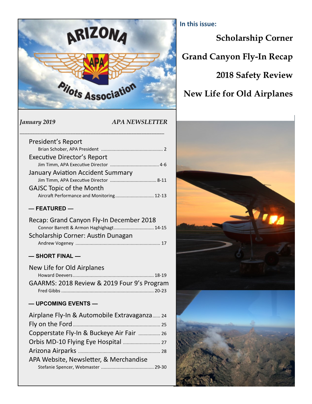 Scholarship Corner Grand Canyon Fly-In Recap 2018 Safety Review New