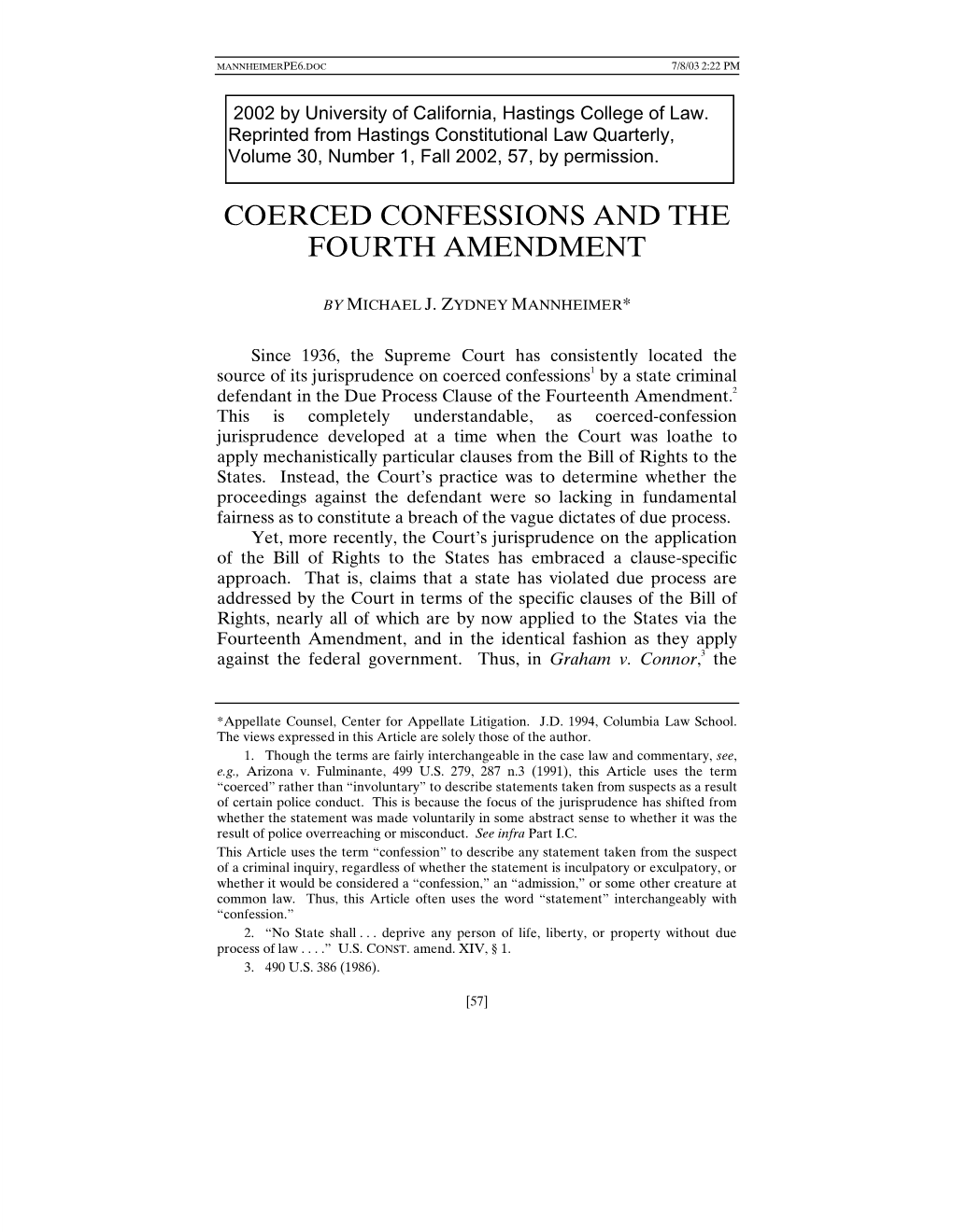 Coerced Confessions and the Fourth Amendment