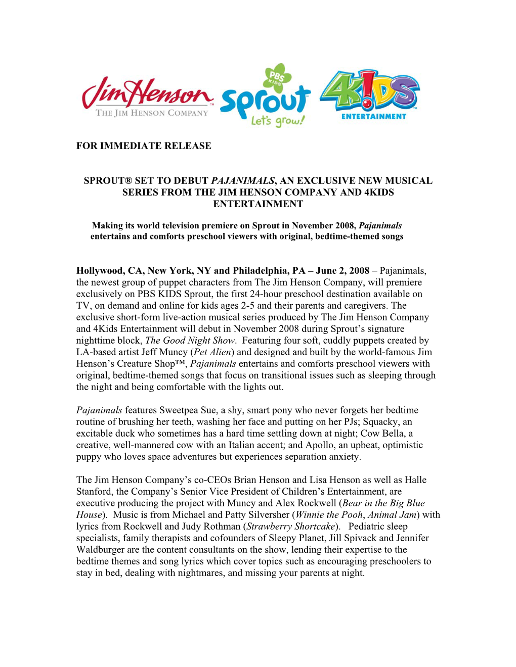 For Immediate Release Sprout® Set