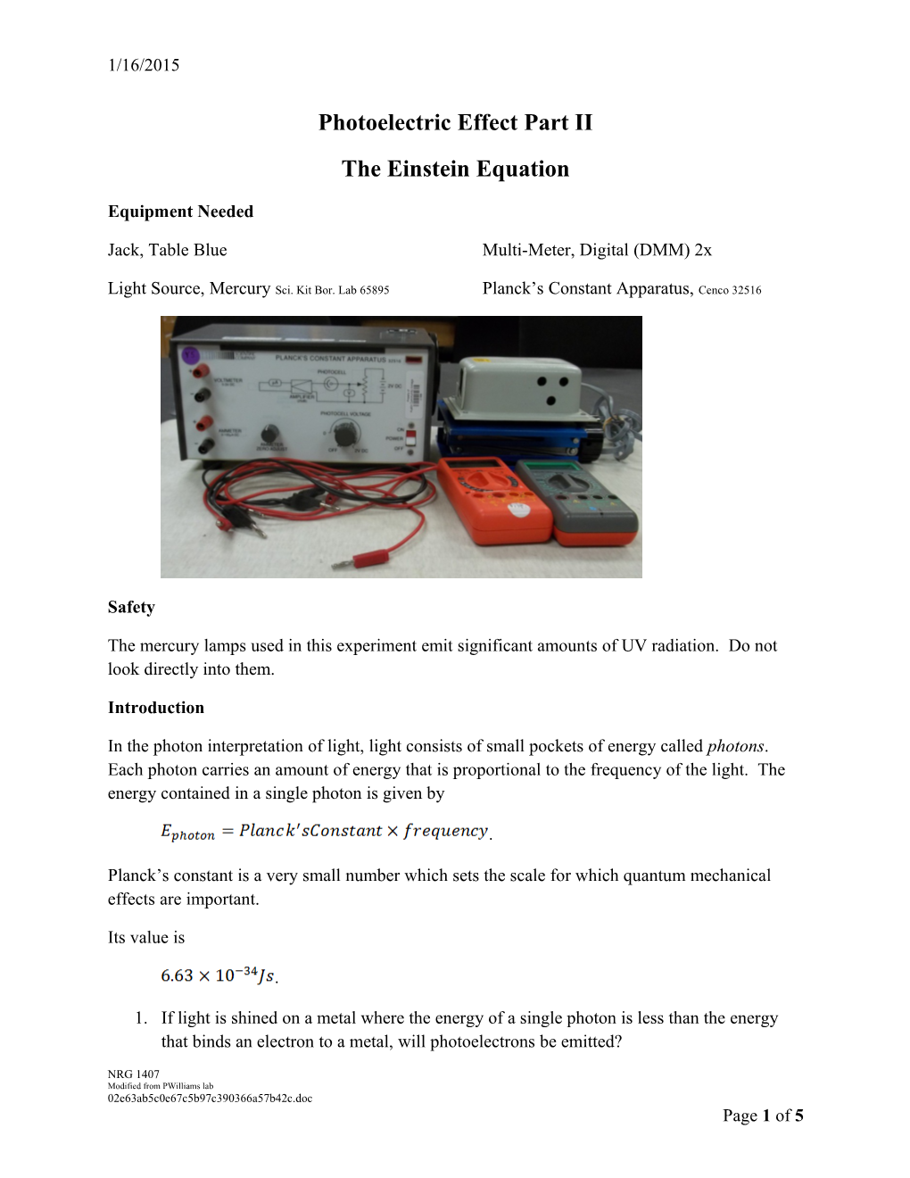 Photoelectric Effect Part II