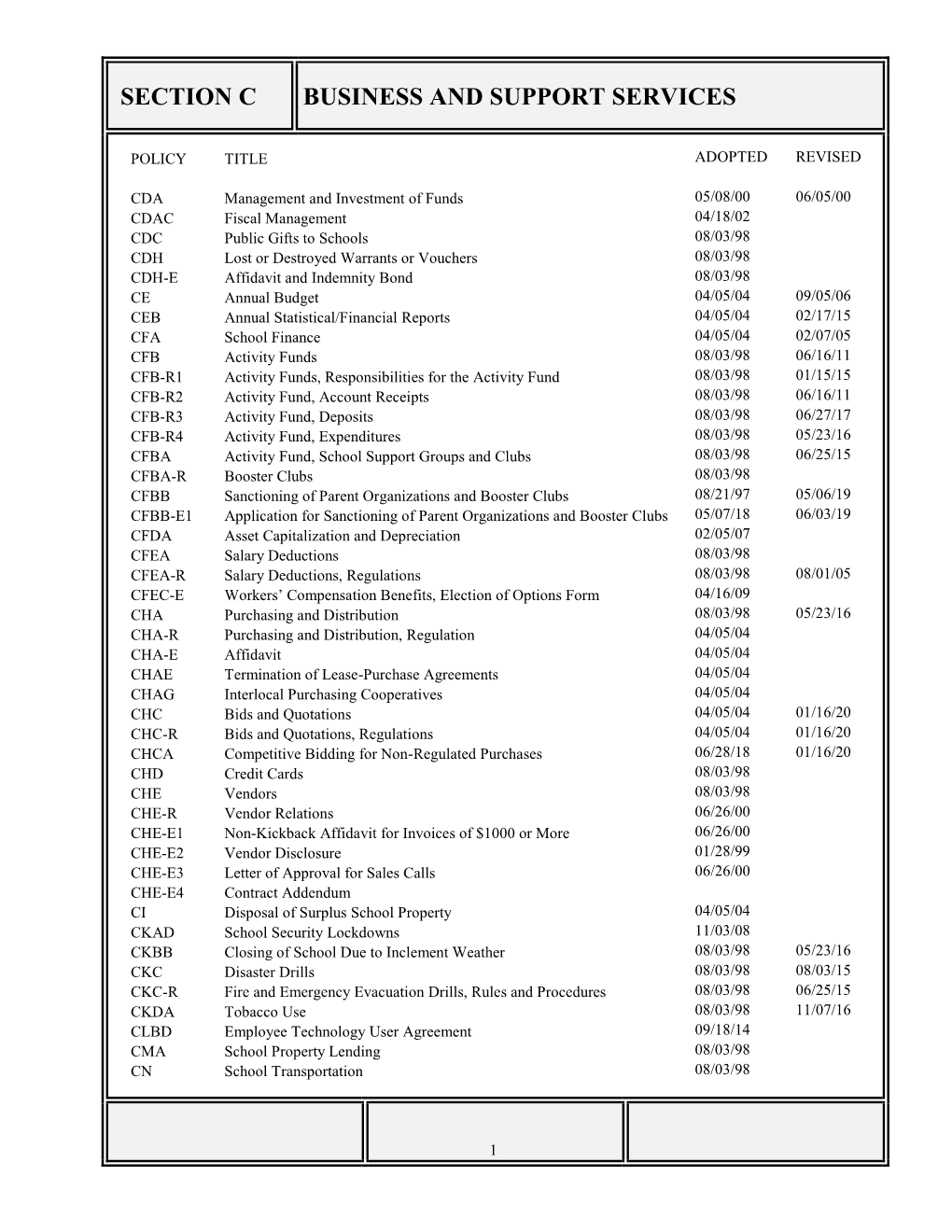 Section C Business and Support Services