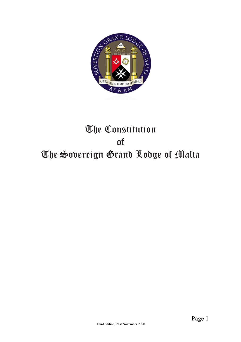 The Constitution of the Sovereign Grand Lodge of Malta