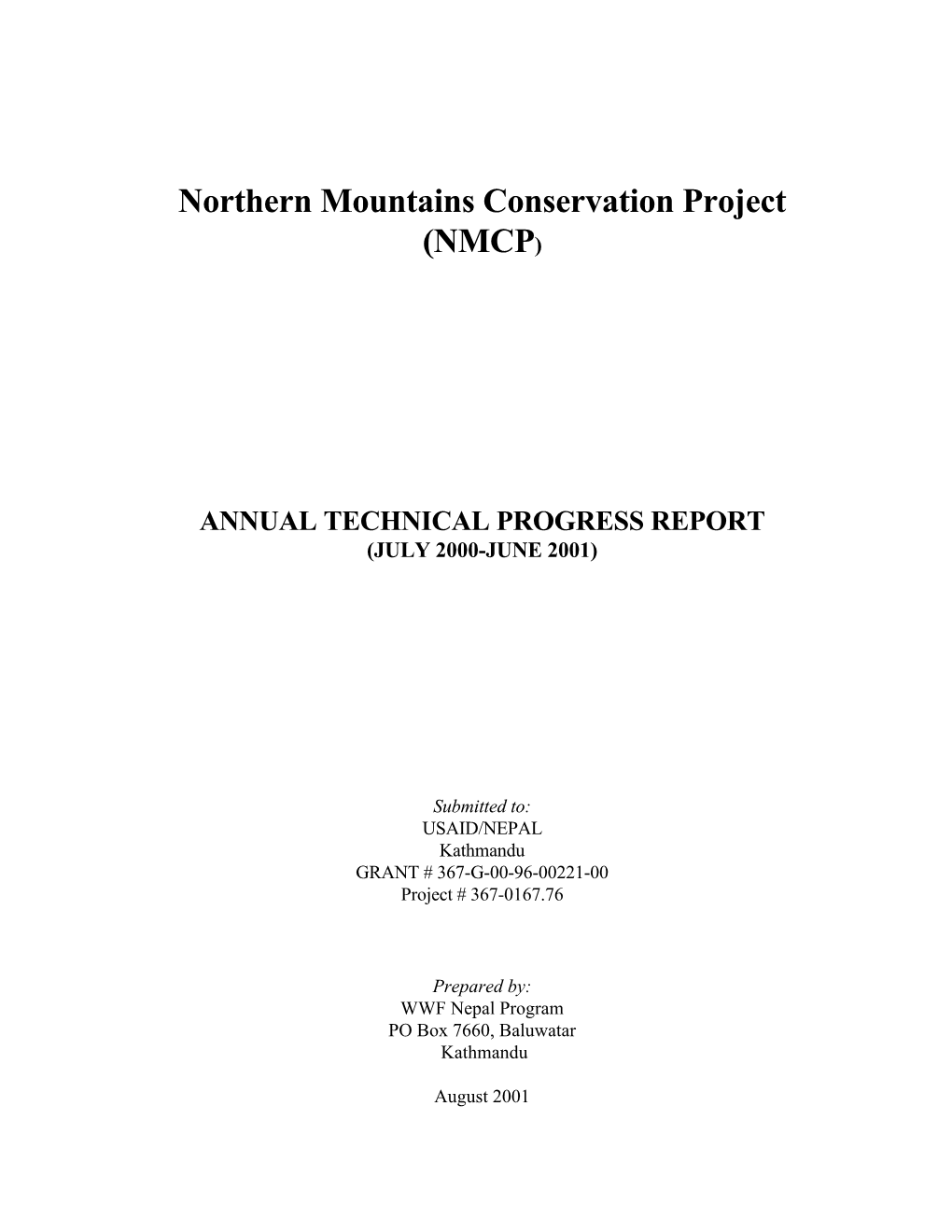Northern Mountains Conservation Project (NMCP)