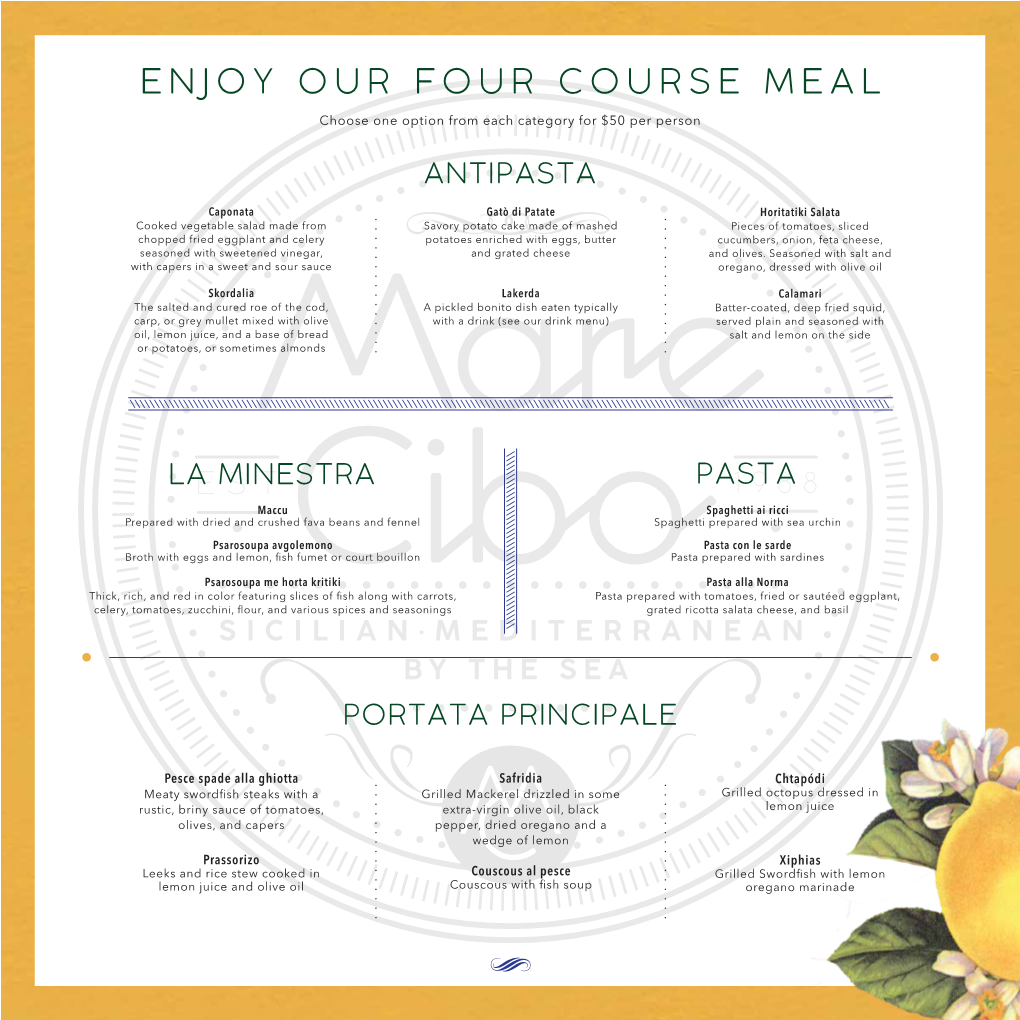 Enjoy Our Four Course Meal