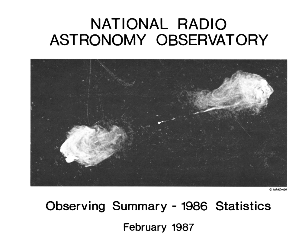 Observing Summary - 1986 Statistics February 1987 NATIONAL RADIO ASTRONOMY OBSERVATORY