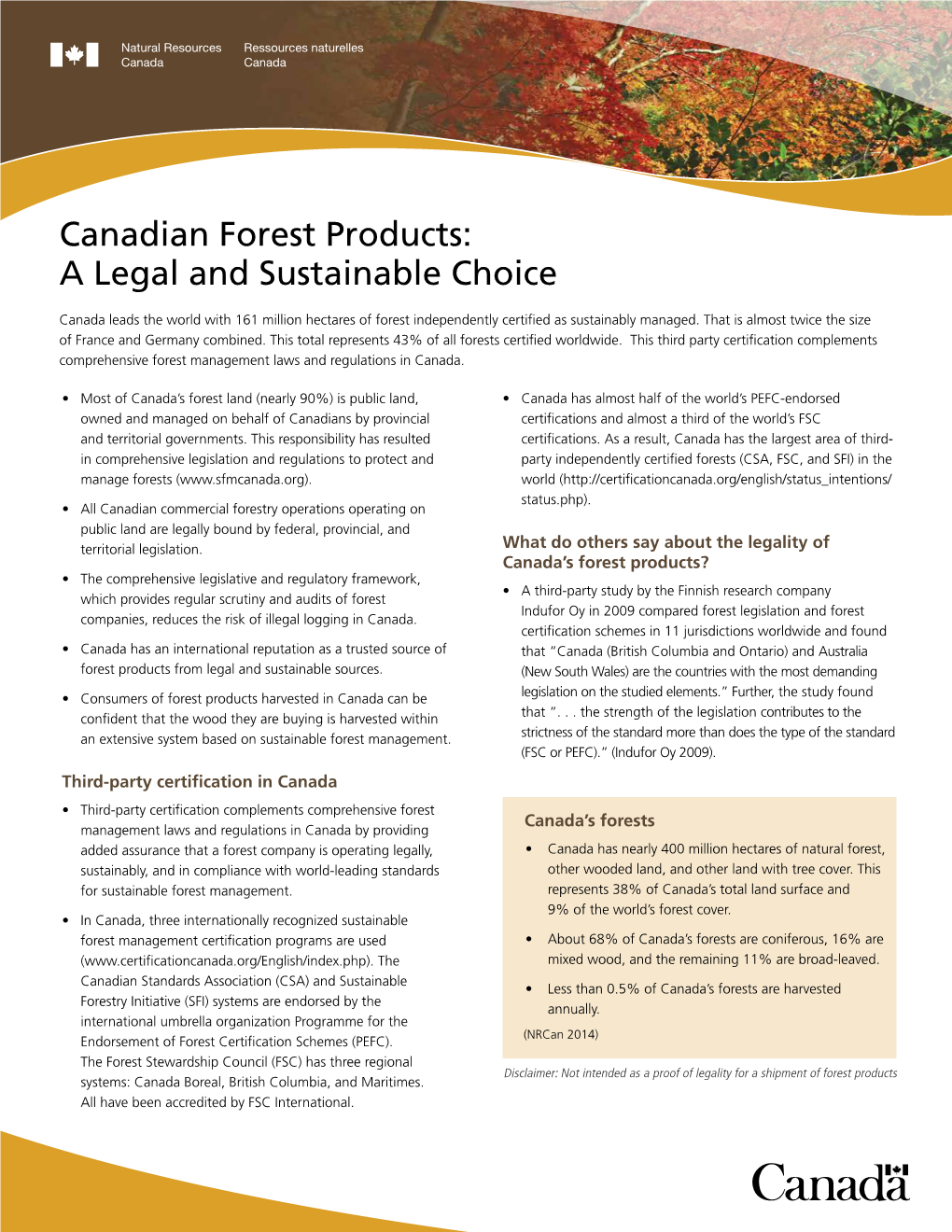 Canadian Forest Products: a Legal and Sustainable Choice