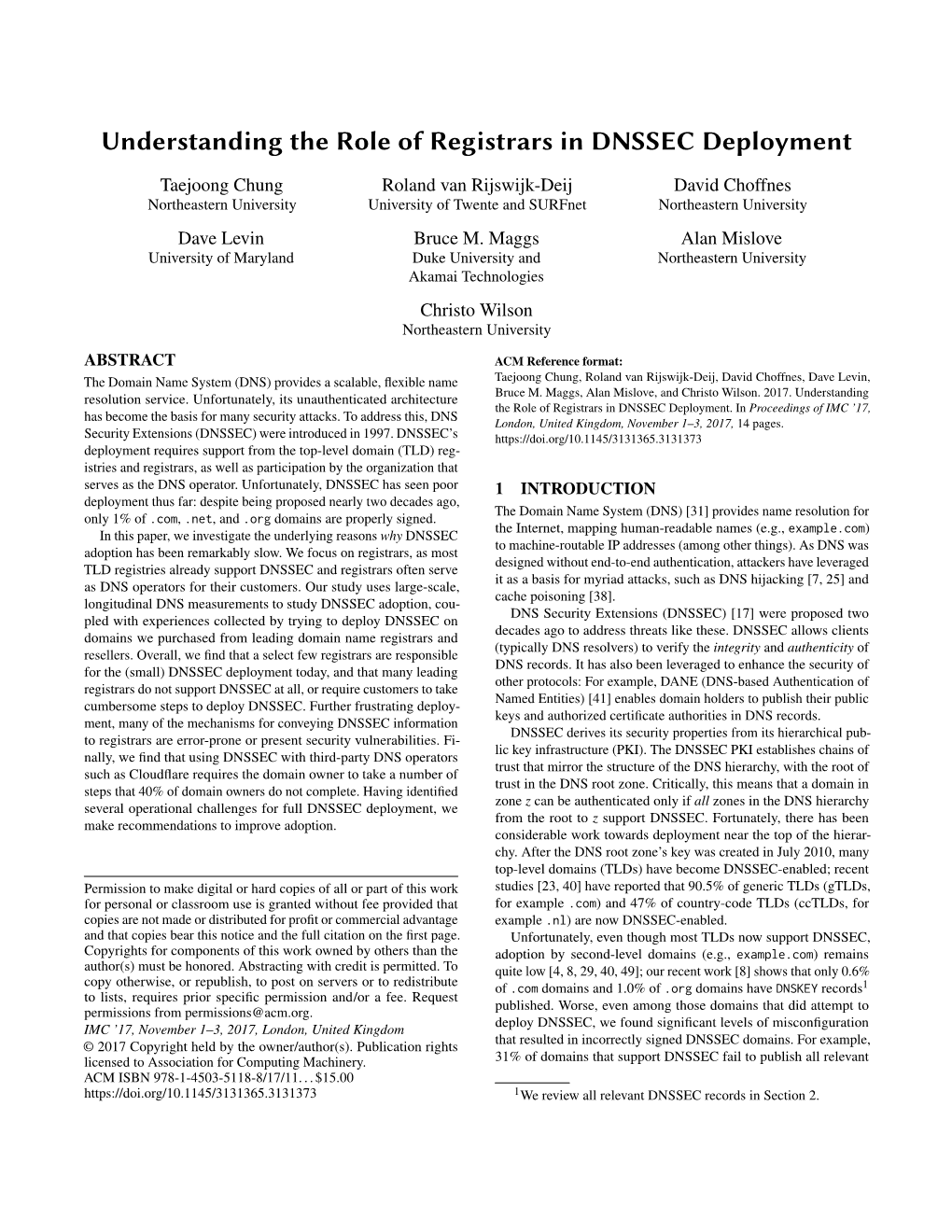 Understanding the Role of Registrars in DNSSEC Deployment