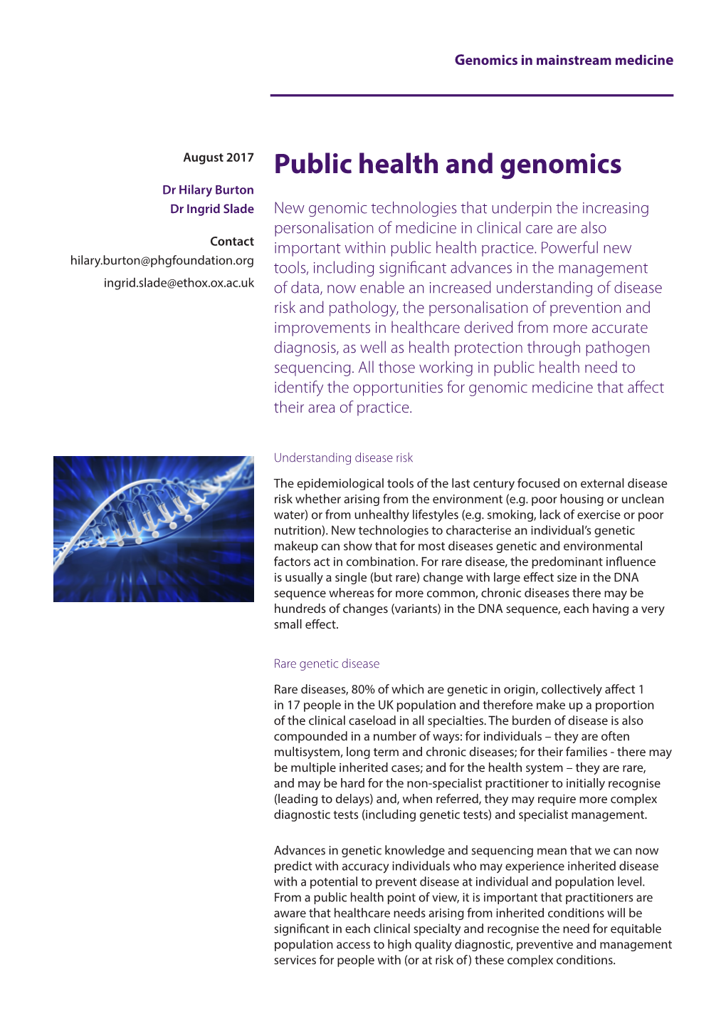 Public Health and Genomics