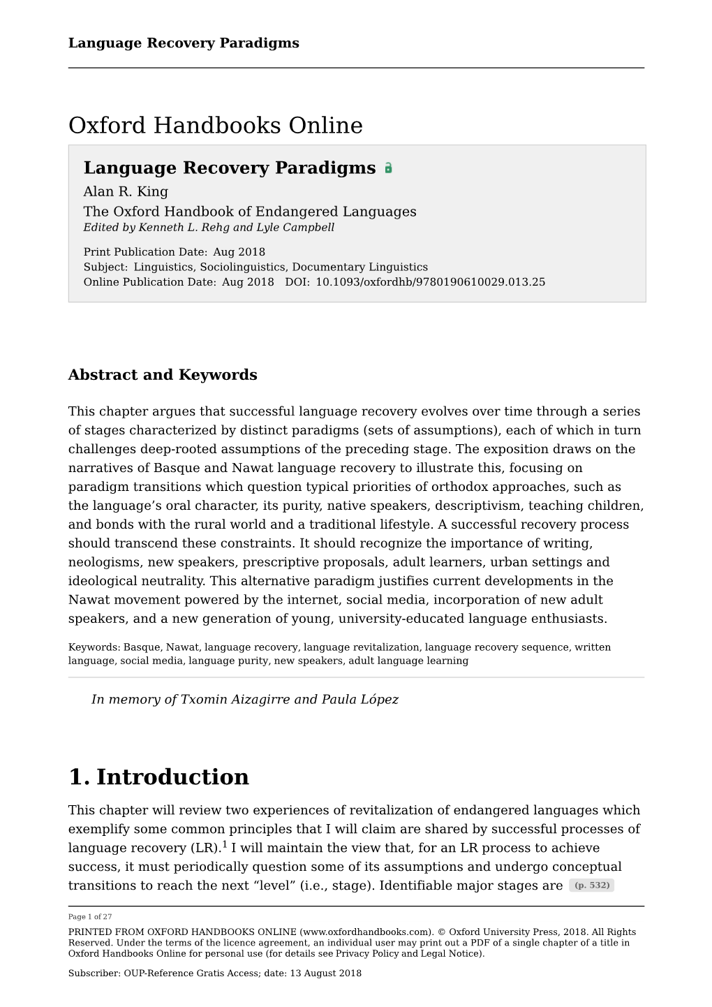 Language Recovery Paradigms