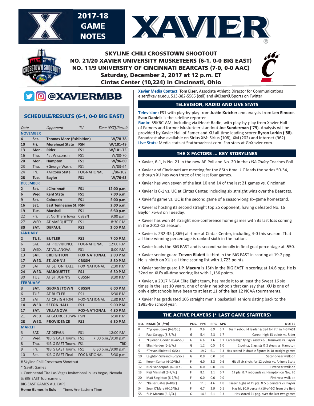 2017-18 Game Notes