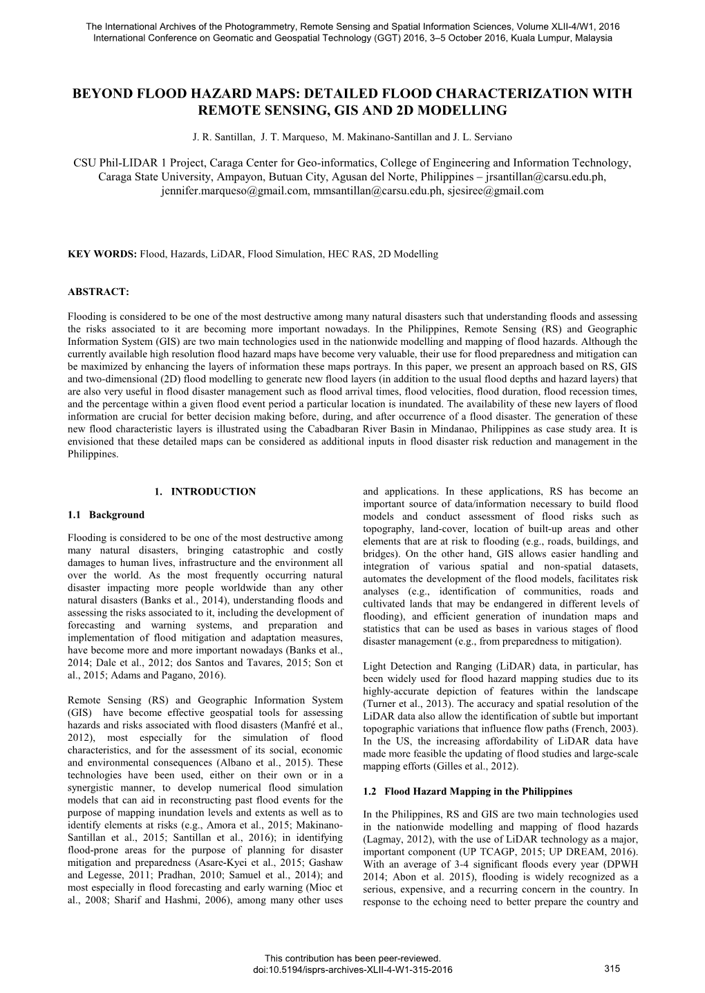 Beyond Flood Hazard Maps: Detailed Flood Characterization with Remote Sensing, Gis and 2D Modelling