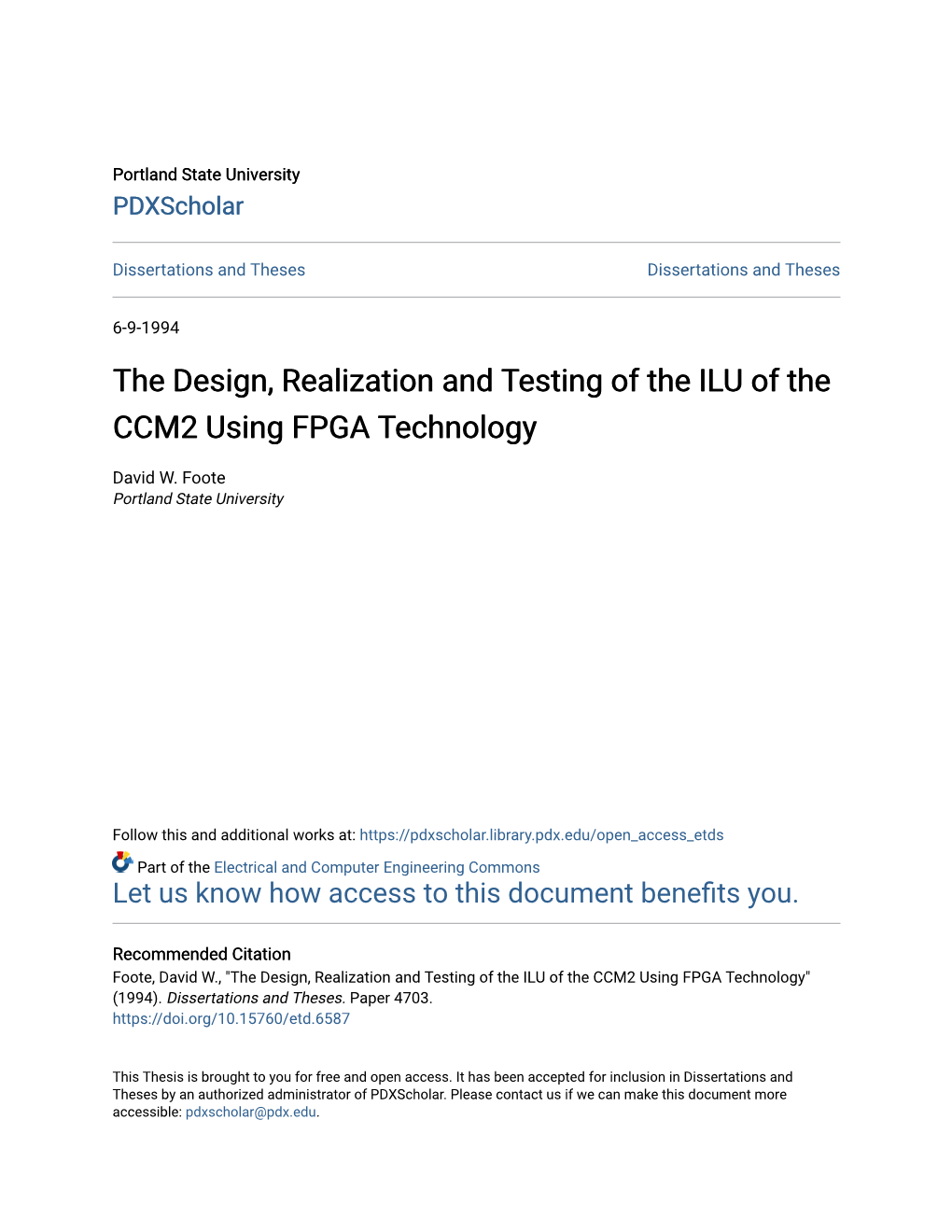 The Design, Realization and Testing of the ILU of the CCM2 Using FPGA Technology