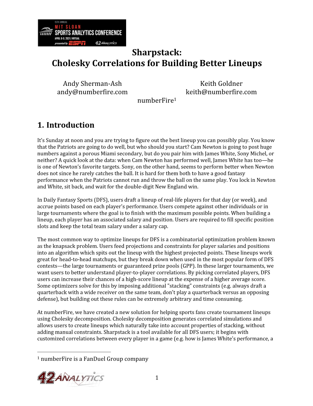 Sharpstack: Cholesky Correlations for Building Better Lineups