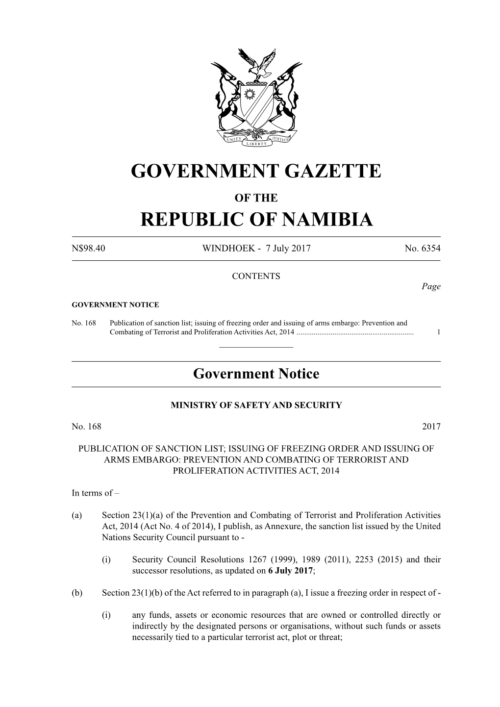 Government Gazette Republic of Namibia