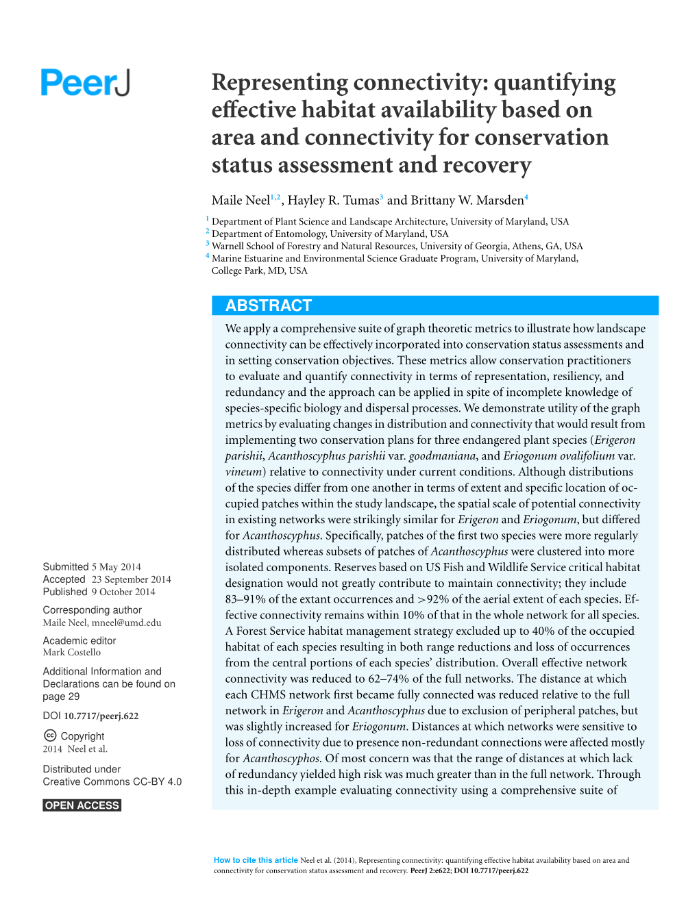 Representing Connectivity: Quantifying Effective Habitat Availability Based on Area and Connectivity for Conservation Status Assessment and Recovery